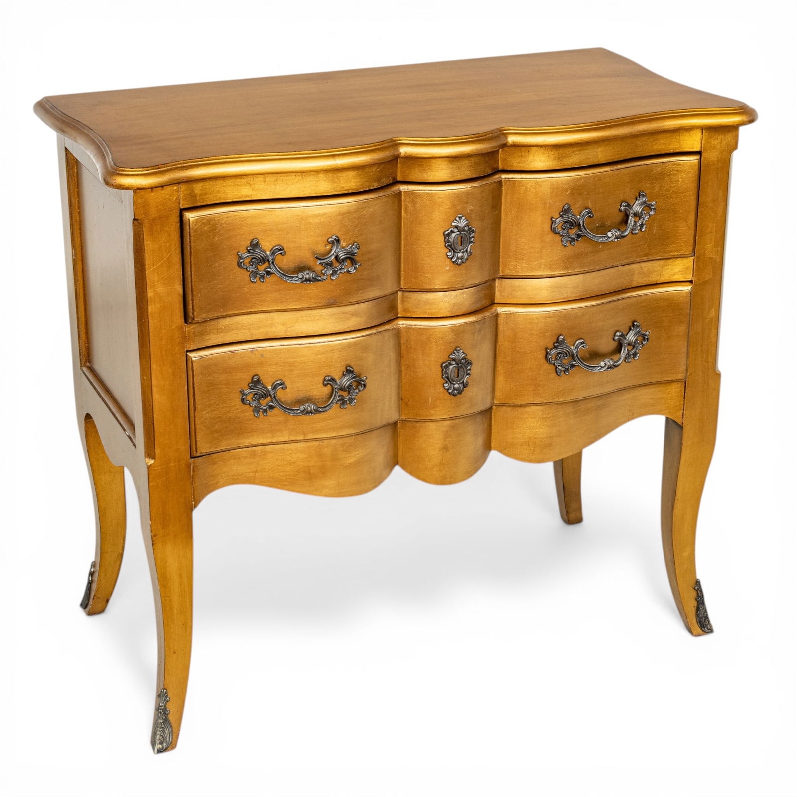Two-Drawer Decorative Gilded Chest 20th C., H 35" W 38" Depth 19" (1 of 8)