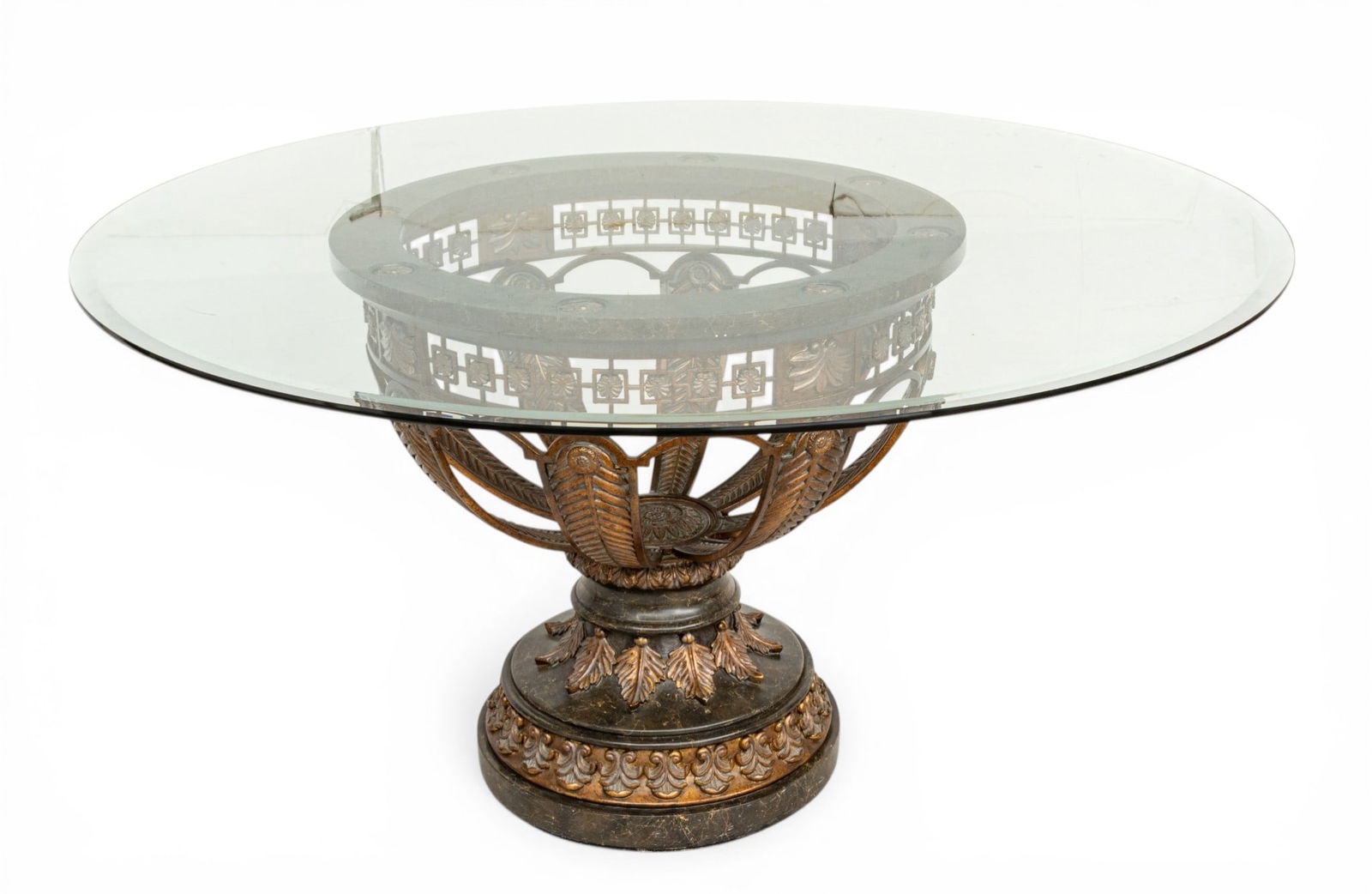 Polychrome Glass Top Metal Table H 29.75" Dia. 60" (1 of 5)