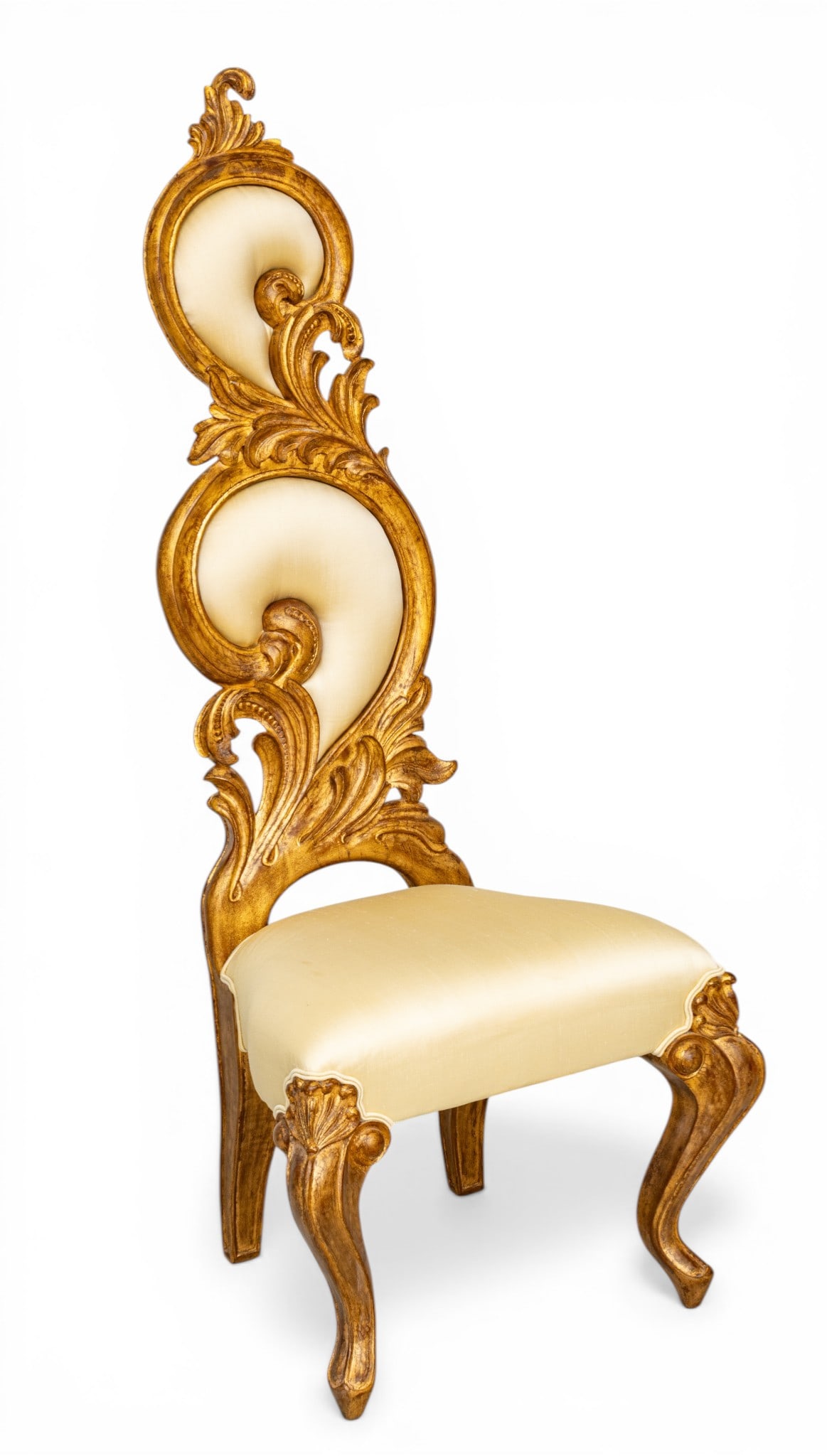 Baroque Style Gilt-Wood Throne Chair 20th C., H 62" W 23" Depth 20.5" (1 of 9)