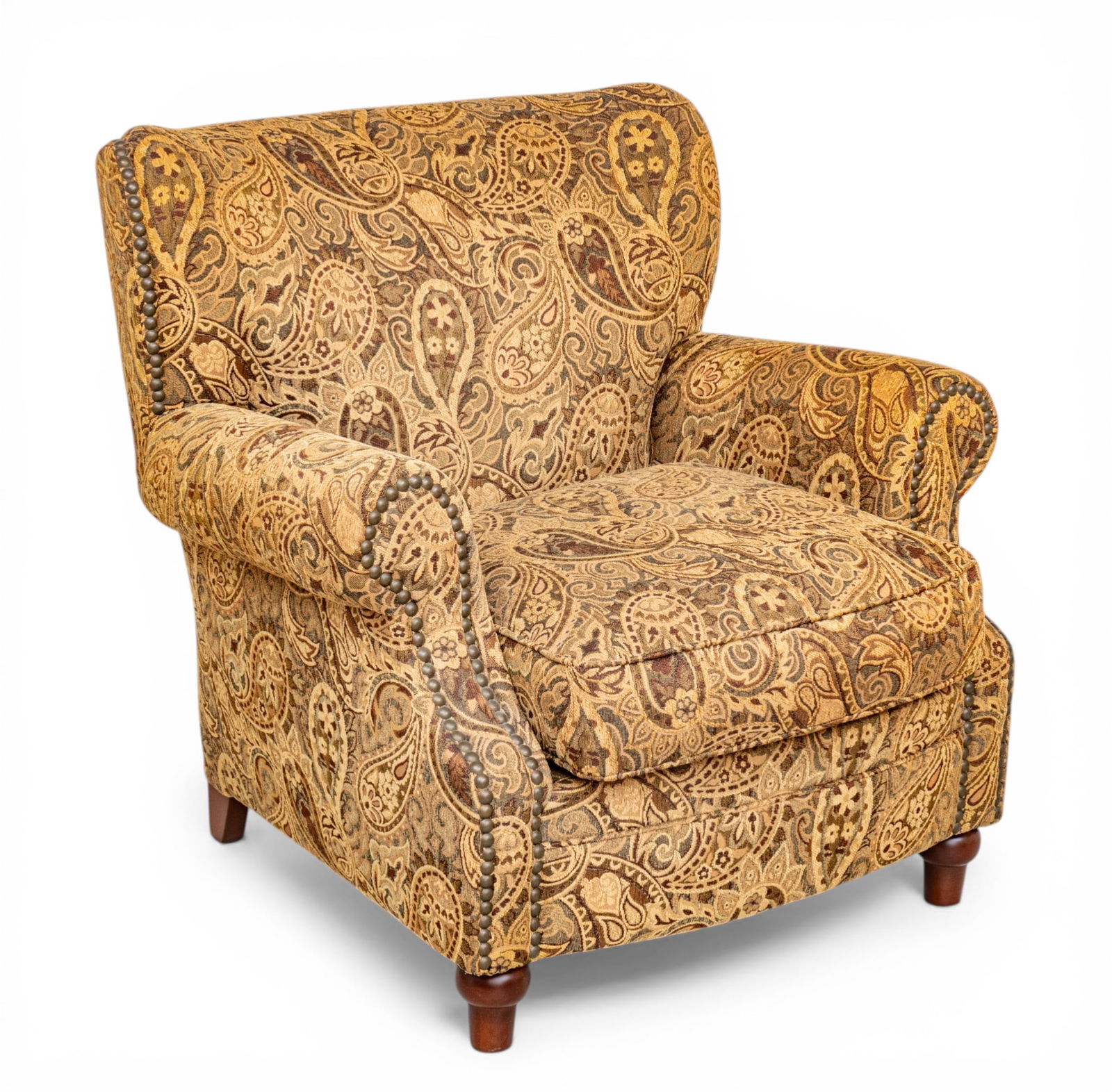 Rowe Furniture Upholstered Armchair 20th C., H 36" W 37" Depth 34" (1 of 9)