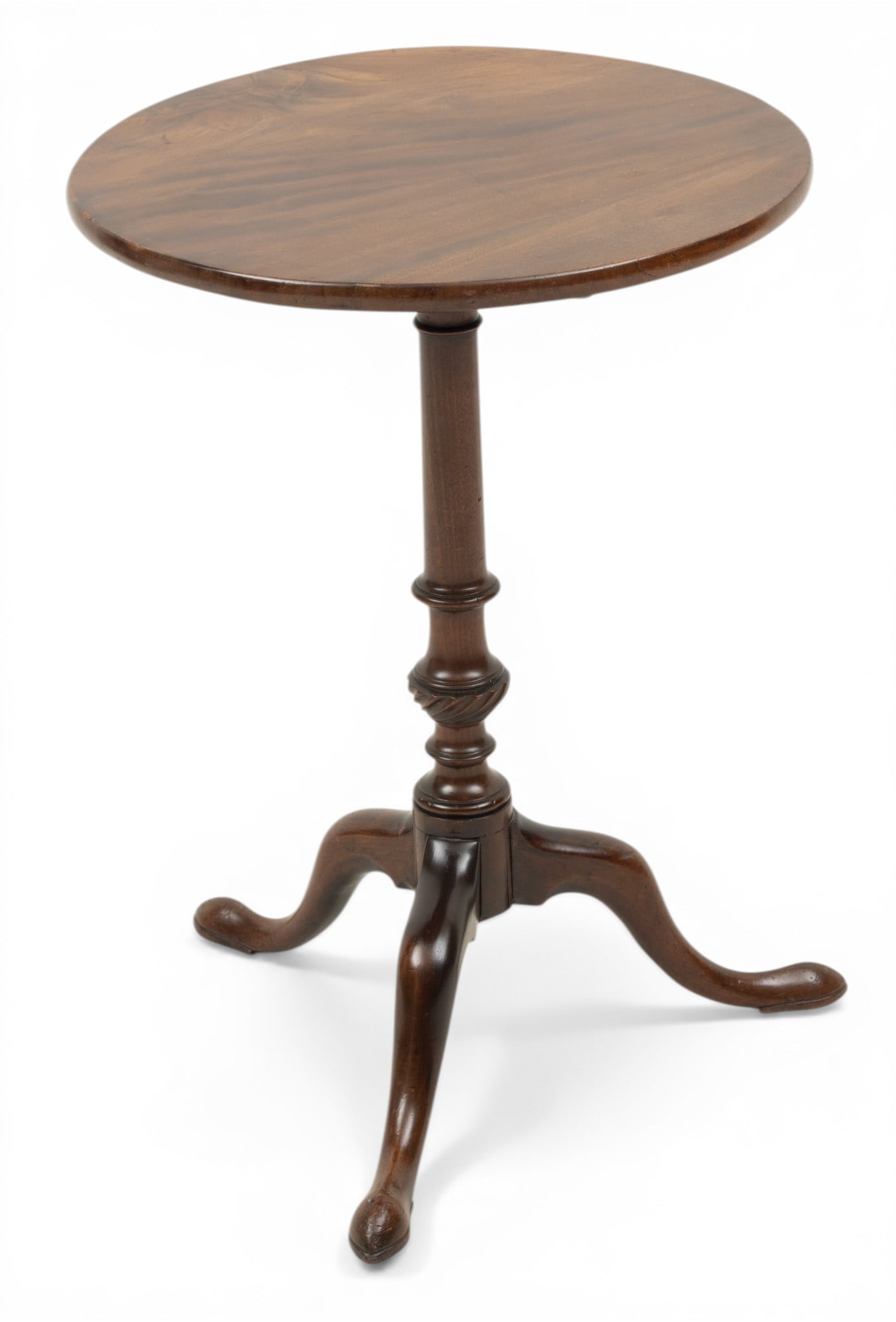 Mahogany Round Pedestal Table 19th C., H 27" W 20" L 20" (1 of 3)