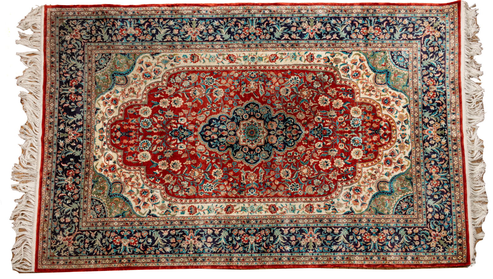 Sino-Tabriz Silk and Wool Blend Handwoven Rug, Ca. 1980-1990, W 6' L 9' 2" (1 of 6)