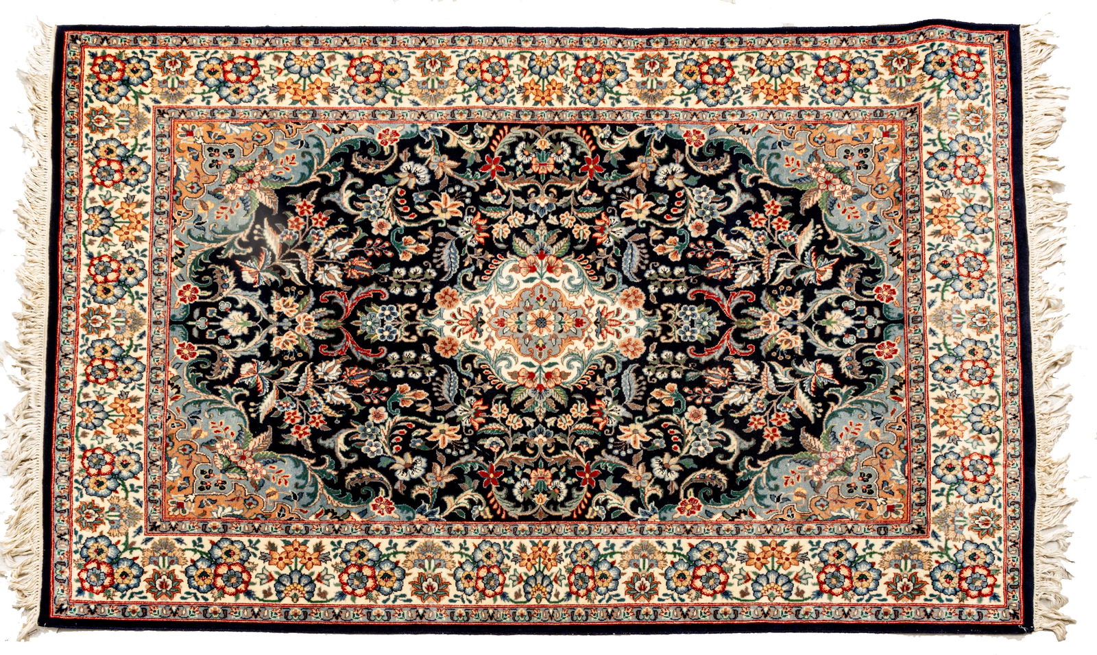 Indo-Kashan Handwoven Wool Rug, Ca. 1980, W 4' 1" L 6' 4" (1 of 6)