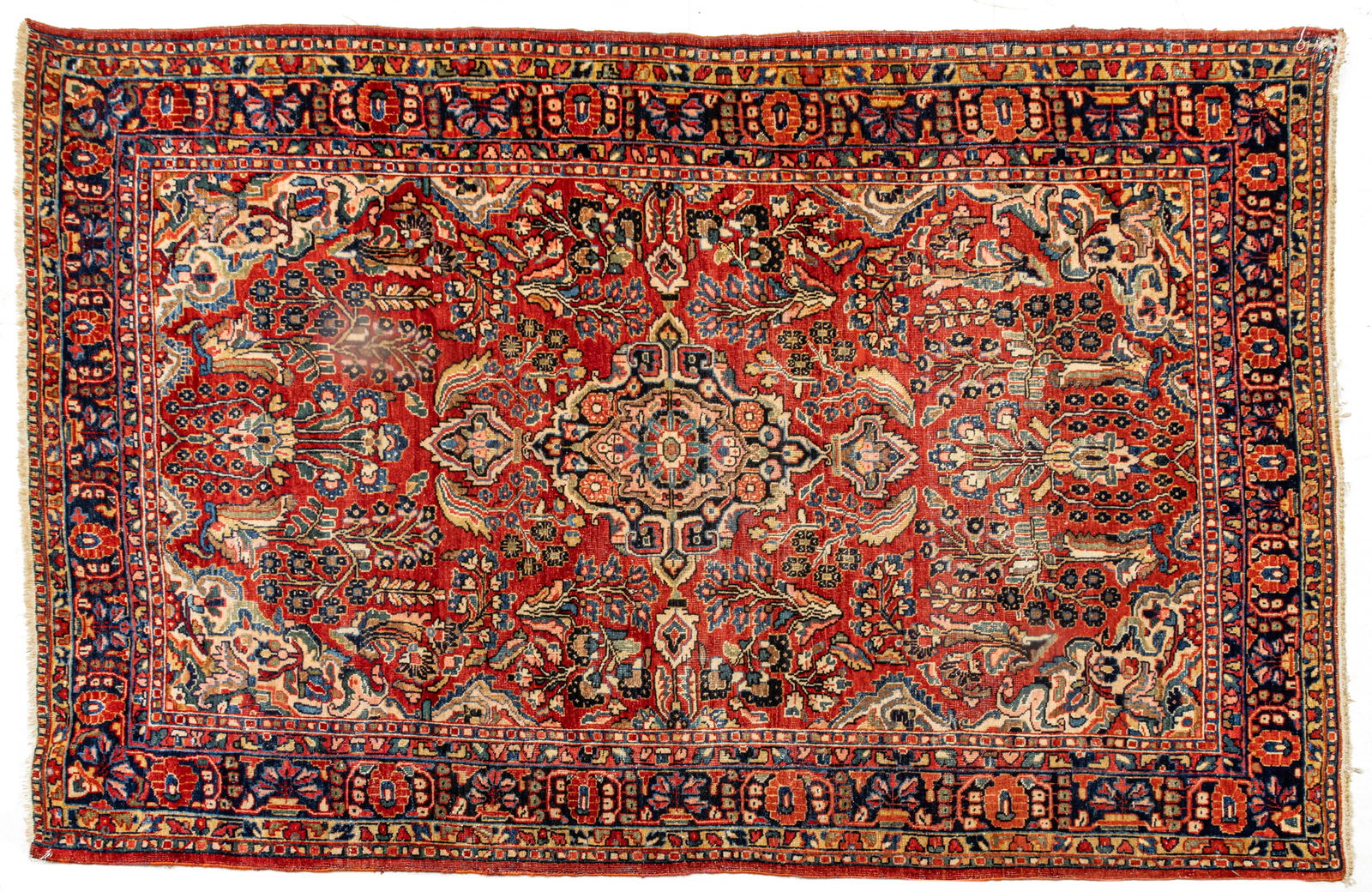 Persian Sarouk Handwoven Wool Rug, Ca. 1920-1940, H 6' 5" W 4' 3" (1 of 6)