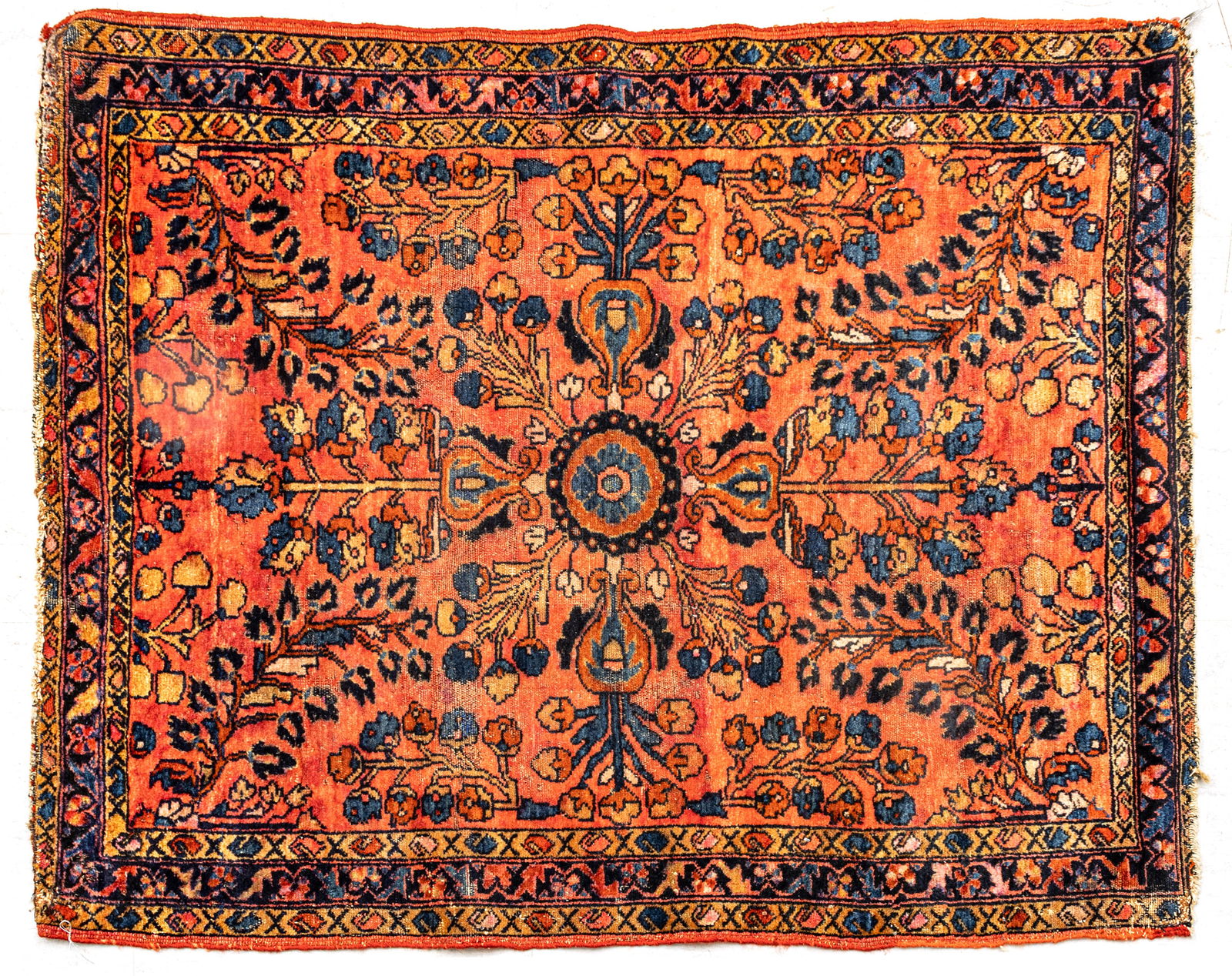Persian Lilihan Handwoven Wool Rug, Ca. 1920, H 4' 5" W 3' 7": Persian Lilihan Handwoven Wool Rug, Ca. 1920, H 4' 5" W 3' 7" Deep burgundy ground with bold floral and medallion design. Provenance: Property from the collection of Margarat Weerakoon, Oak Park, MI