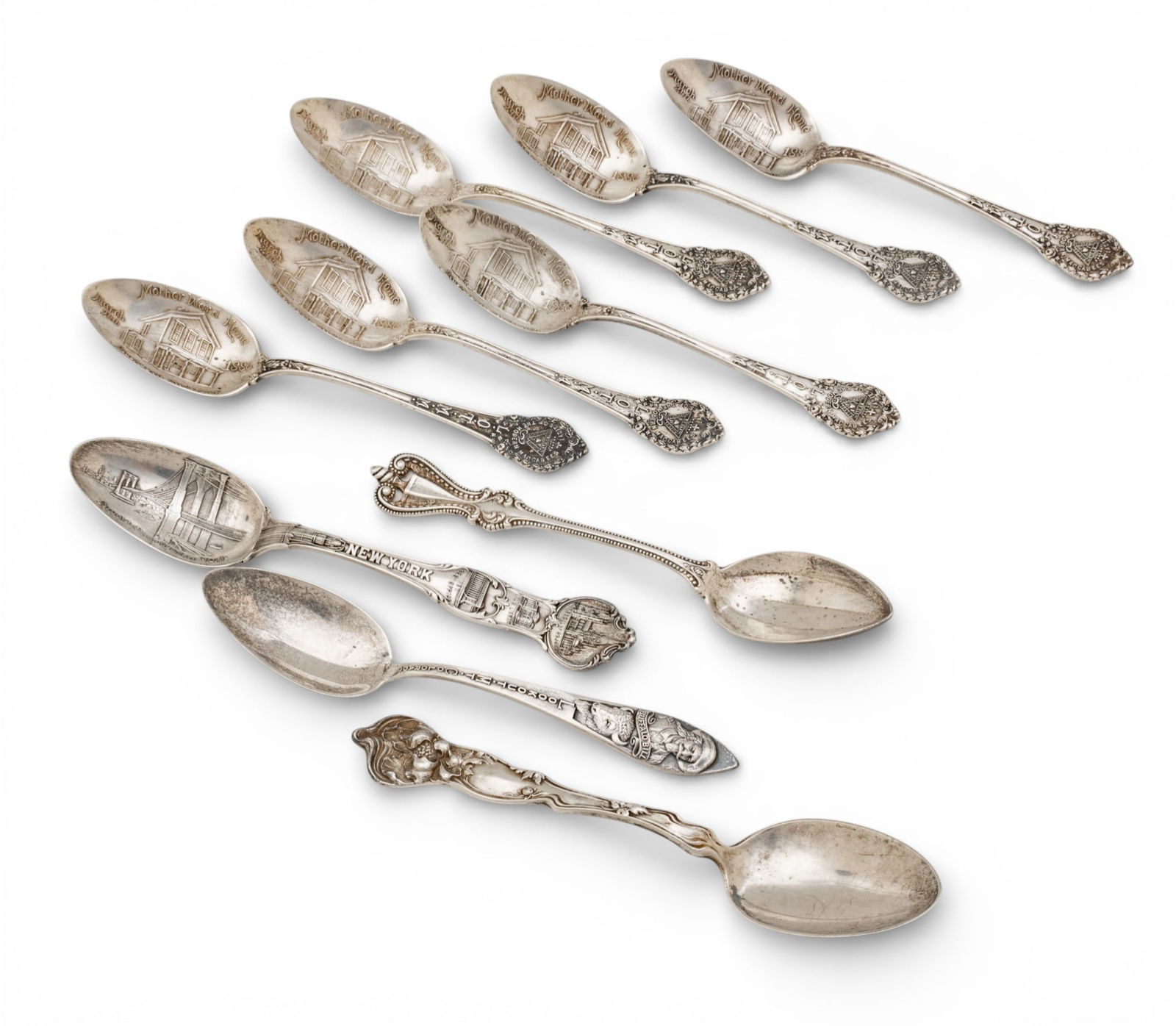 Sterling Silver Souvenir Spoons 6.1 t oz 10 PCS (1 of 7)