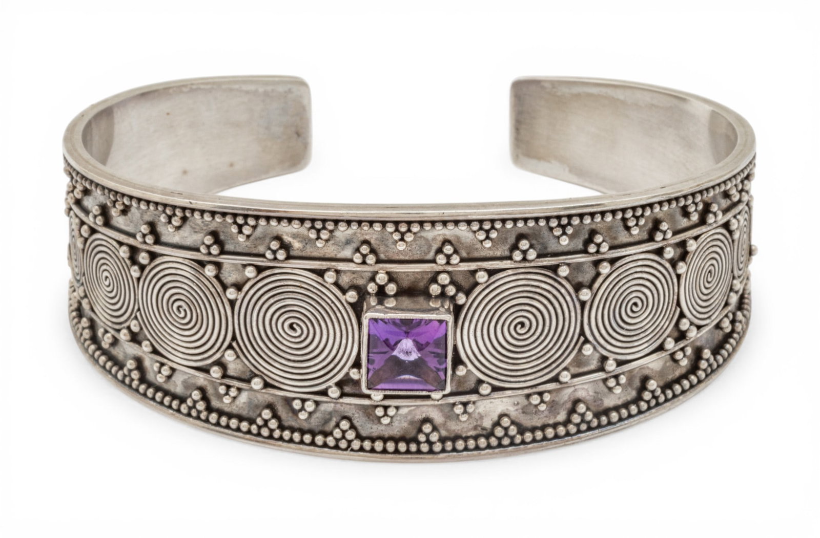 Sterling Silver Bangle Bracelets by Suarti, Gemstone Inset W 3" 91 g 2 PCS (1 of 8)