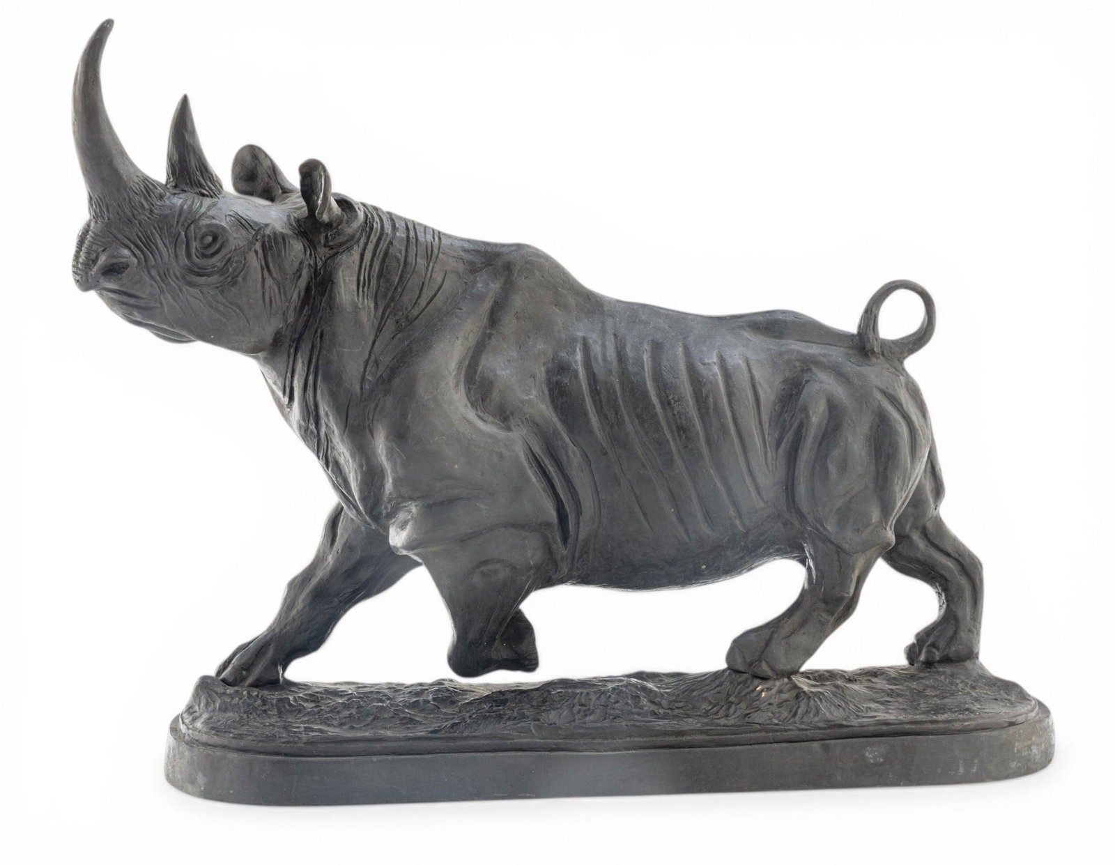 Irénée Rochard (French, 1906-1984) Bronze Sculpture Mid 20th C., 'Rhinocéros', H: Irénée Rochard (French, 1906-1984) Bronze Sculpture Mid 20th C., 'Rhinocéros', H 15.5" W 8" L 21" Original bronze sculpture. Signed "Rochard". Depicting a Rhinoceros in motion.&nb