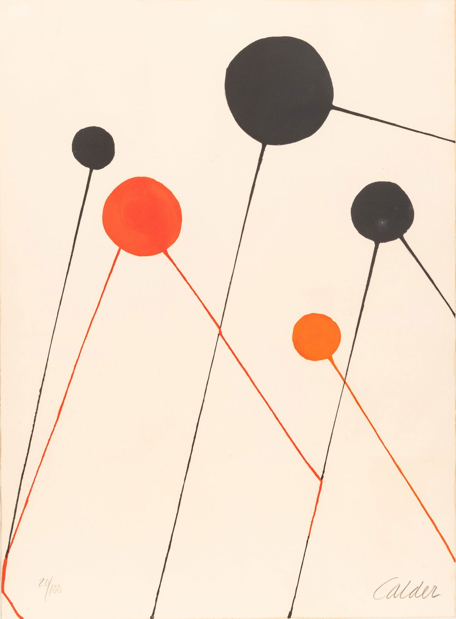 Alexander Calder (American, 1898-1976) Lithograph in Colors on Wove Paper 1968, 'Balloons', H 29.75": Alexander Calder (American, 1898-1976) Lithograph in Colors on Wove Paper 1968, 'Balloons', H 29.75" W 22" Signed in pencil lower right, numbered 20/100, the full sheet. Provenance: Property from the