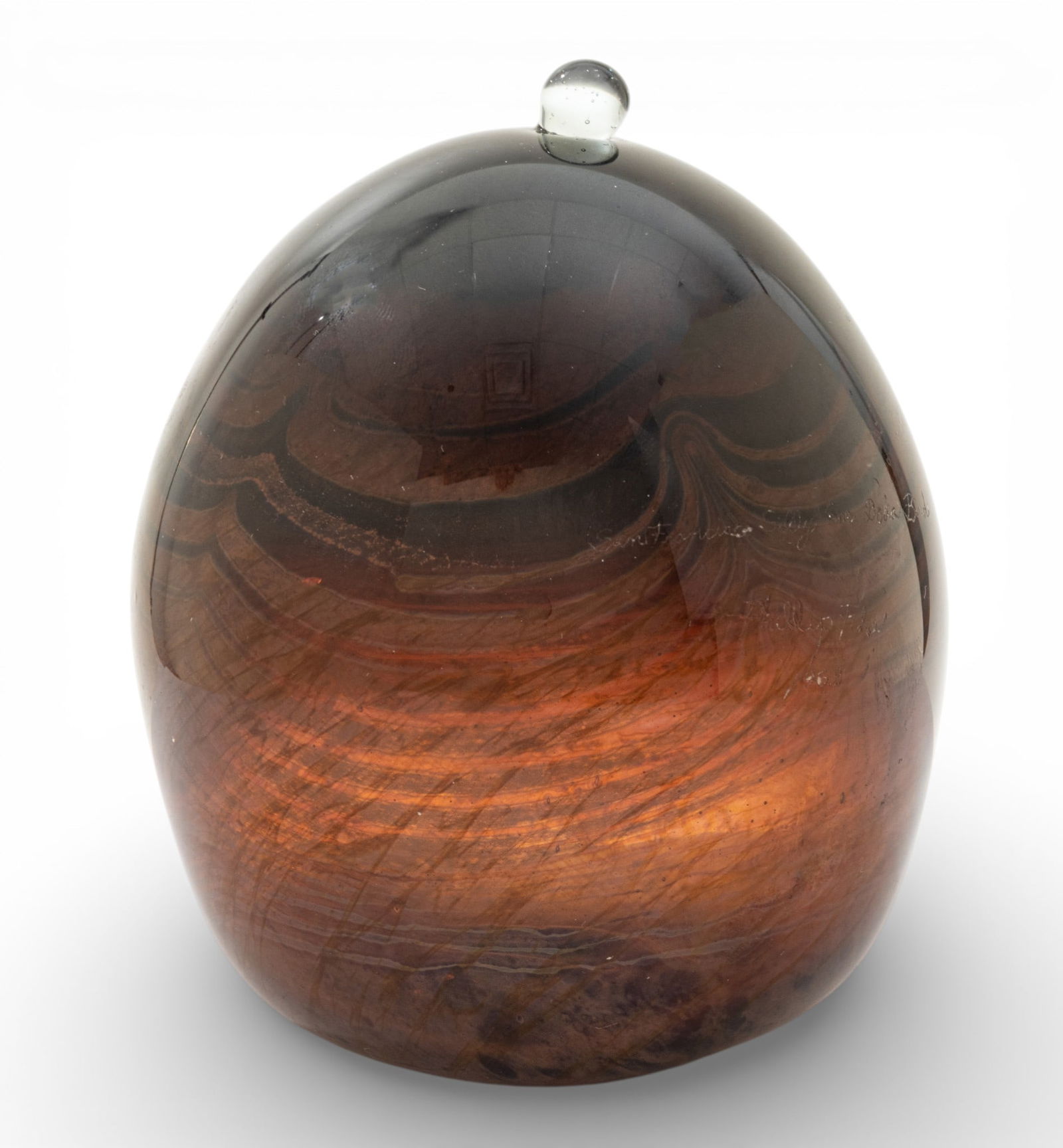 Phillip Fike (American, 1940-1997) Art Glass Orb 1969, 'San Francisco Silly Cone Doda Bird', H 5": Phillip Fike (American, 1940-1997) Art Glass Orb 1969, 'San Francisco Silly Cone Doda Bird', H 5" Depth 3.5" Signed, titled and dated. Provenance: Gift from the artist to the current owner while atte
