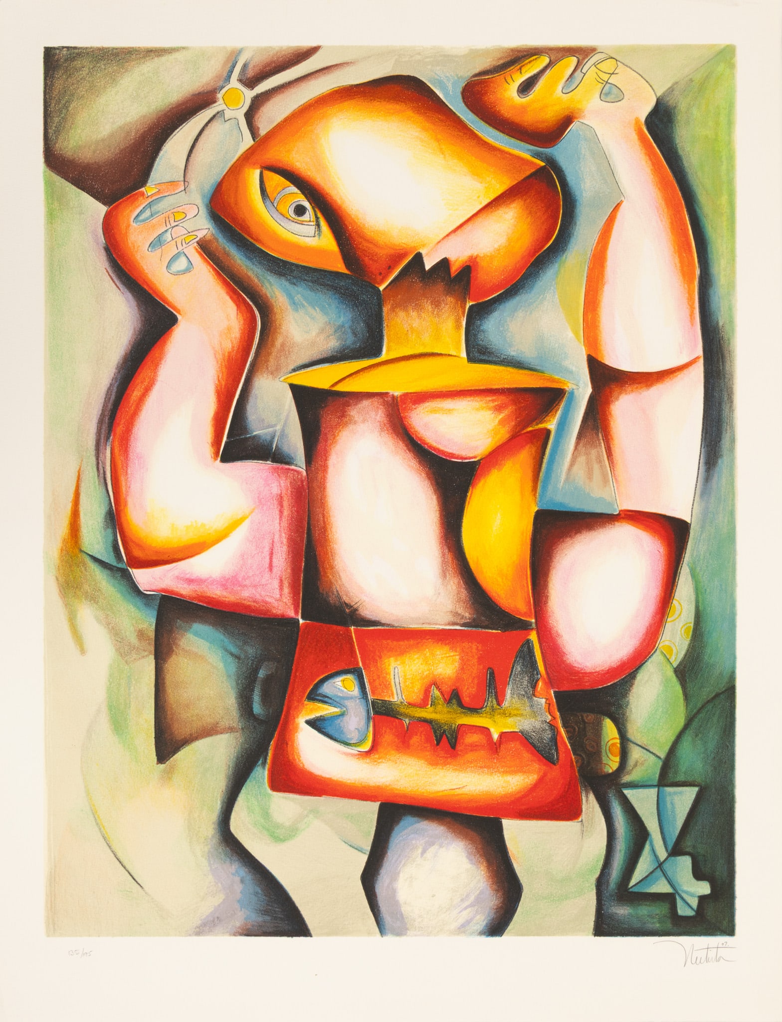 Alexandra Nechita (Romanian, B. 1985) Lithograph on Paper H 26.5" W 20.5": Alexandra Nechita (Romanian, B. 1985) Lithograph on Paper H 26.5" W 20.5" Pencil signed and dated lower right. 135/195. Publisher blind stamp, lower left. Imate. Provenance: Property of a Franklin, M