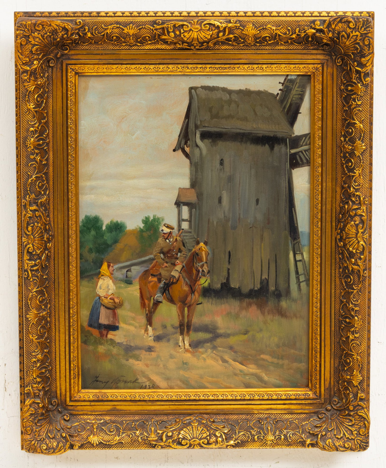 Jerzy Kossak (Polish, 1886-1955) Oil on Board 1938, H 15" W 10.75" Frame Size: H 21" W 16.75" - 2