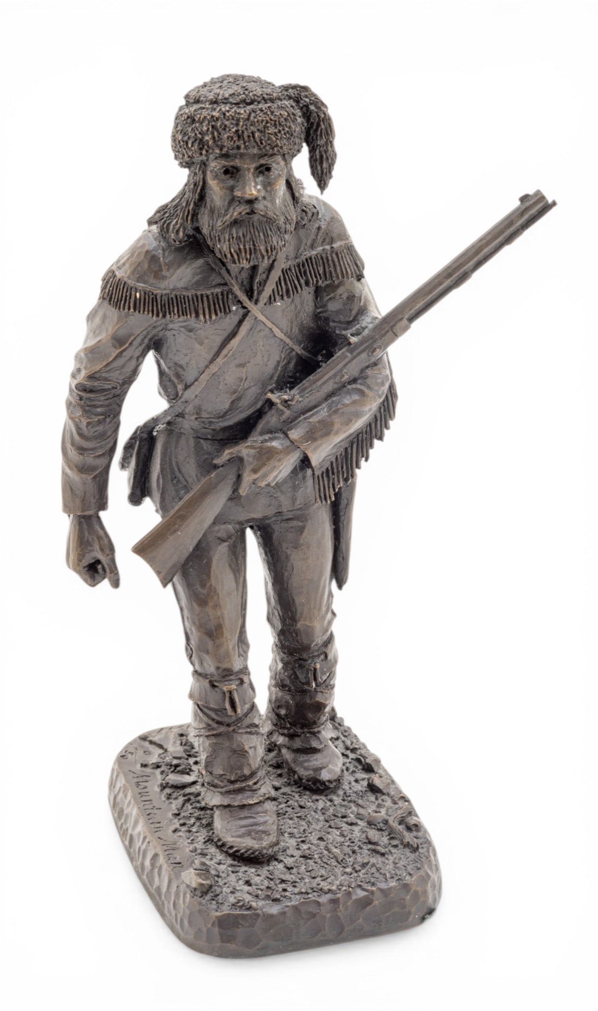 Paul Krapf (American, B. 1927) Original Bronze Sculpture of a Hunter/Trapper 1977, 'Mountain Man',: Paul Krapf (American, B. 1927) Original Bronze Sculpture of a Hunter/Trapper 1977, 'Mountain Man', SN: 6/50, H 7.75" W 4.75" Depth 3.5" Signed, titled, dated, and numbered 6/50. Depicting a hunter wea