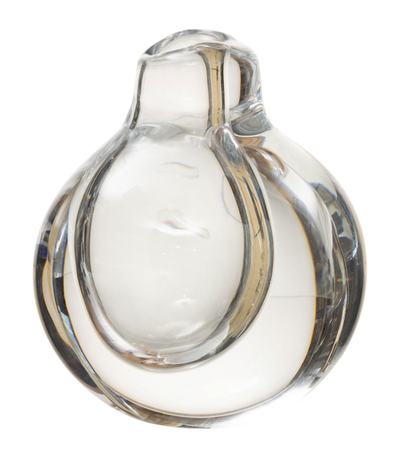 Göran Wärff (Swedish, 1933-2022) for Kosta Boda, 'Raindrop' Art Glass Bud Vase, Ca. 1986,: Göran Wärff (Swedish, 1933-2022) for Kosta Boda, 'Raindrop' Art Glass Bud Vase, Ca. 1986, H 5.5" W 4.5" Depth 3" Etched on the underside: Kosta 47802 Wärff. Handblown clear art glass Ra