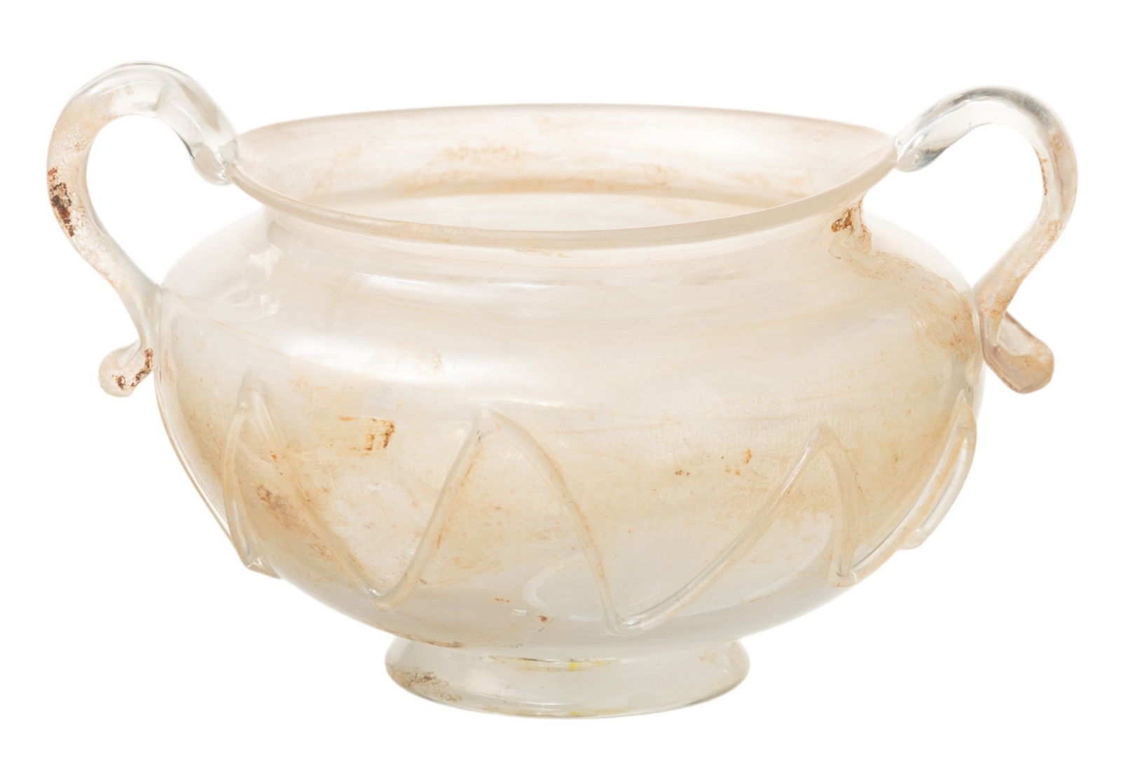 Art Glass Double Handled Glass Vase H 4.5" W 5.5" L 7" (1 of 5)