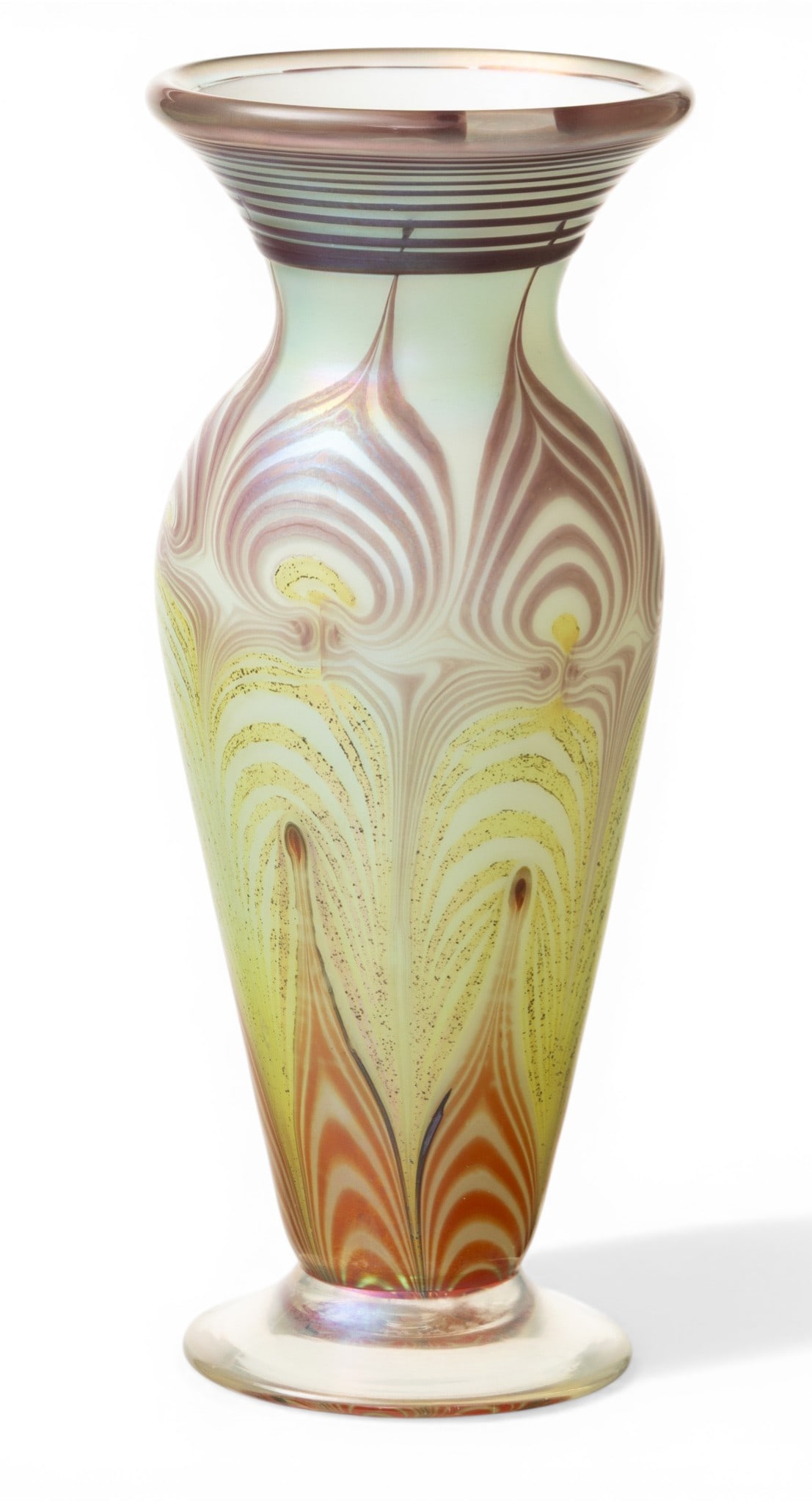 Vandermark Merritt Studios, Iridescent Art Glass Vase 1978, H 9.7" Dia. 4" (1 of 5)