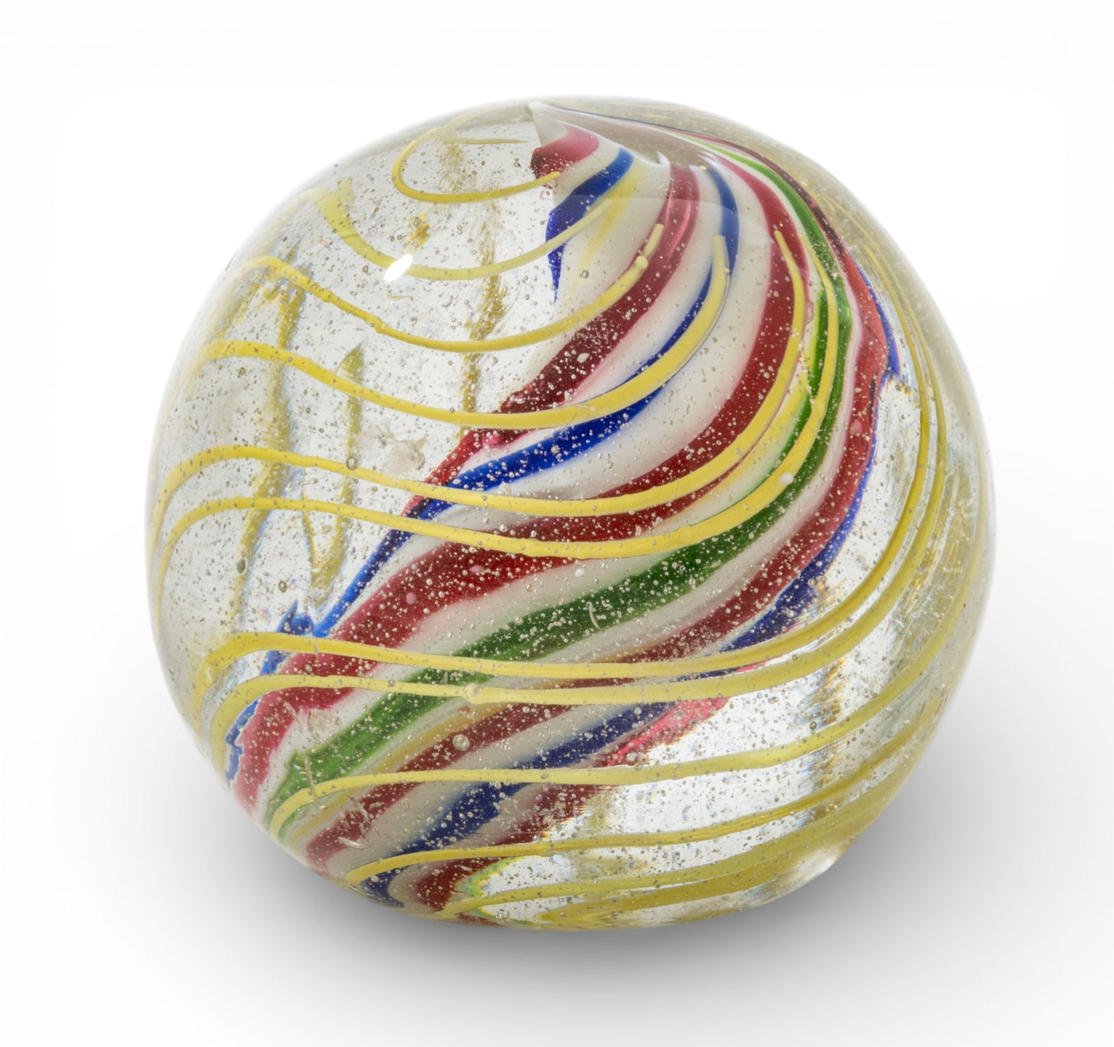 Vintage Ribbon Spiral Swirls Paperweight: Red, White, Blue, Green 1900, Dia. 2.5" 1 PC (1 of 4)