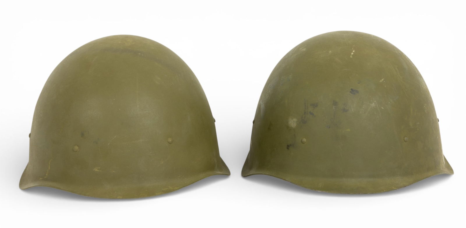 Russian Steel Helmets, Ca. Post WWII, H 6.5" W 9.75" Depth 11.25" 1 PAIR (1 of 7)