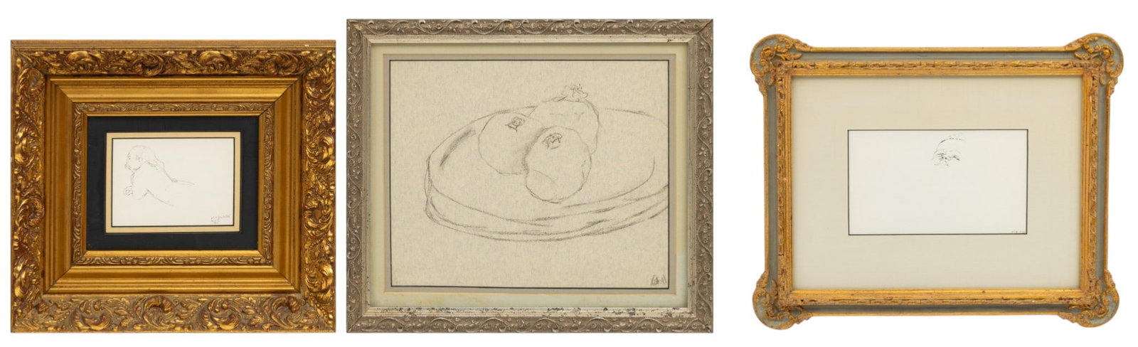 Grouping of Two Offset Lithographs by Henri Cartier-Bresson with a Pencil Sketch, 3 PCS: Grouping of Two Offset Lithographs by Henri Cartier-Bresson with a Pencil Sketch, 3 PCS Lot includes a pencil sketch on paper of tomatoes. Illegibly signed lower right and dated 88. H 9", W 10.75". Fr