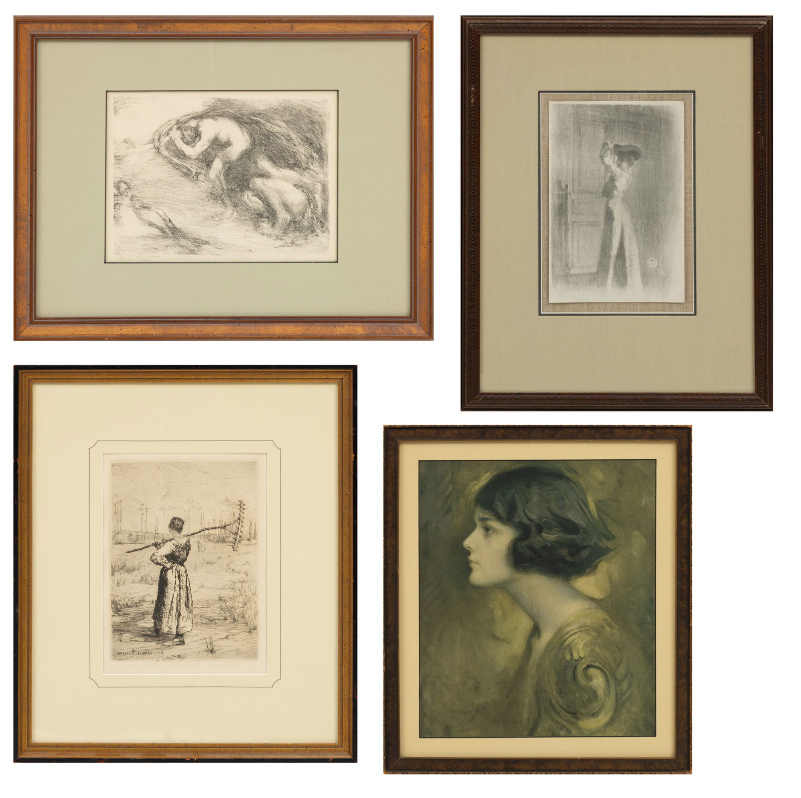 Maurice Neumont (French, 1868-1930) After Charles Bosseron Chambers; Charles Haslewood Shannon: Maurice Neumont (French, 1868-1930) After Charles Bosseron Chambers; Charles Haslewood Shannon (British); Jules Bastien-Lepage Lithographs on Paper; Etching, Ca. 19th Century, 'Parisienne; Portrait of