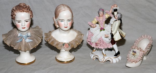 CALIFORNIA DRESDEN OF RAPHAEL AURELIA SHOE: CALIFORNIA DRESDEN OF RAPHAEL,AURELIA; SHOE,AND CO FOUR:pr busts,shoe,dansing couple