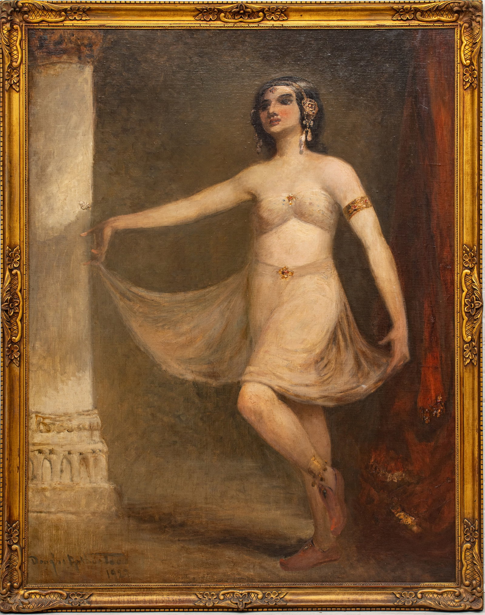 Douglas Arthur Teed (American, 1863-1929) Oil on Canvas, Ca. 1921, 'Harem Dancer,', H 57" W 44" (1 of 4)