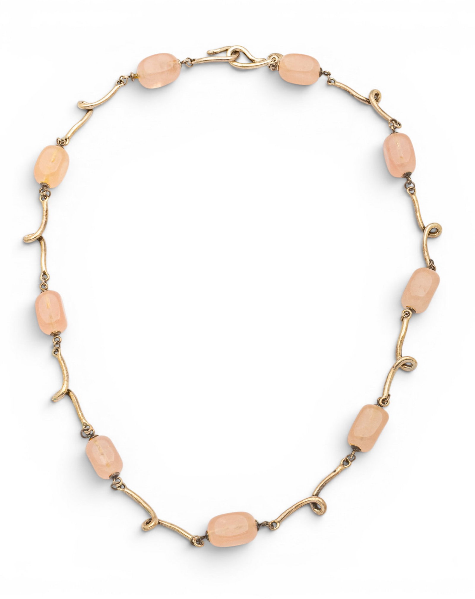 Tiffany & Co. (New York) Rose Quartz Twirl Station Necklace in Sterling Silver L 18" (1 of 6)