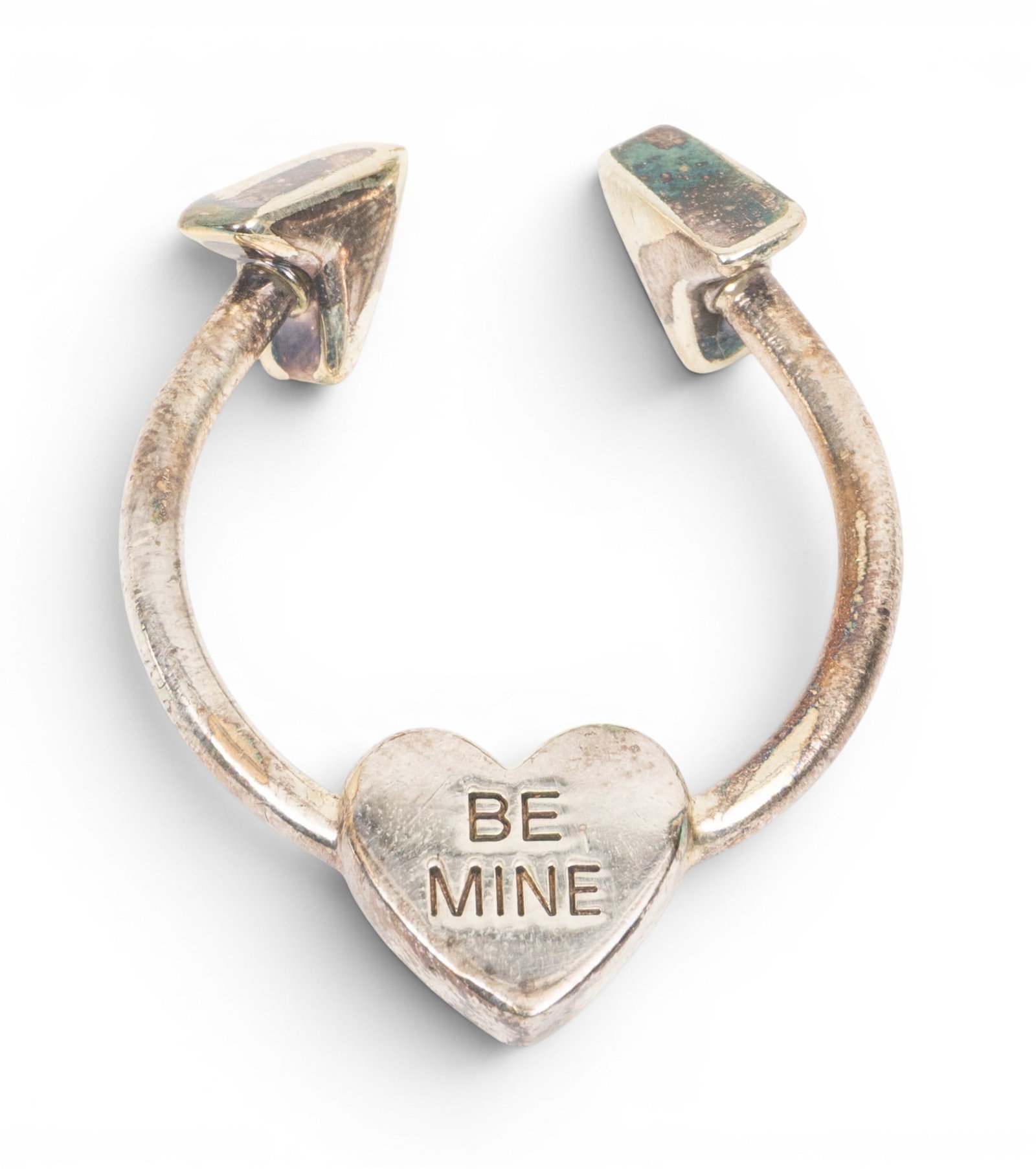 Tiffany & Co. (New York) Sterling Silver "Be Mine" Heart Key Holder, Ca. 1999, W 1.75" L 1.5" (1 of 6)