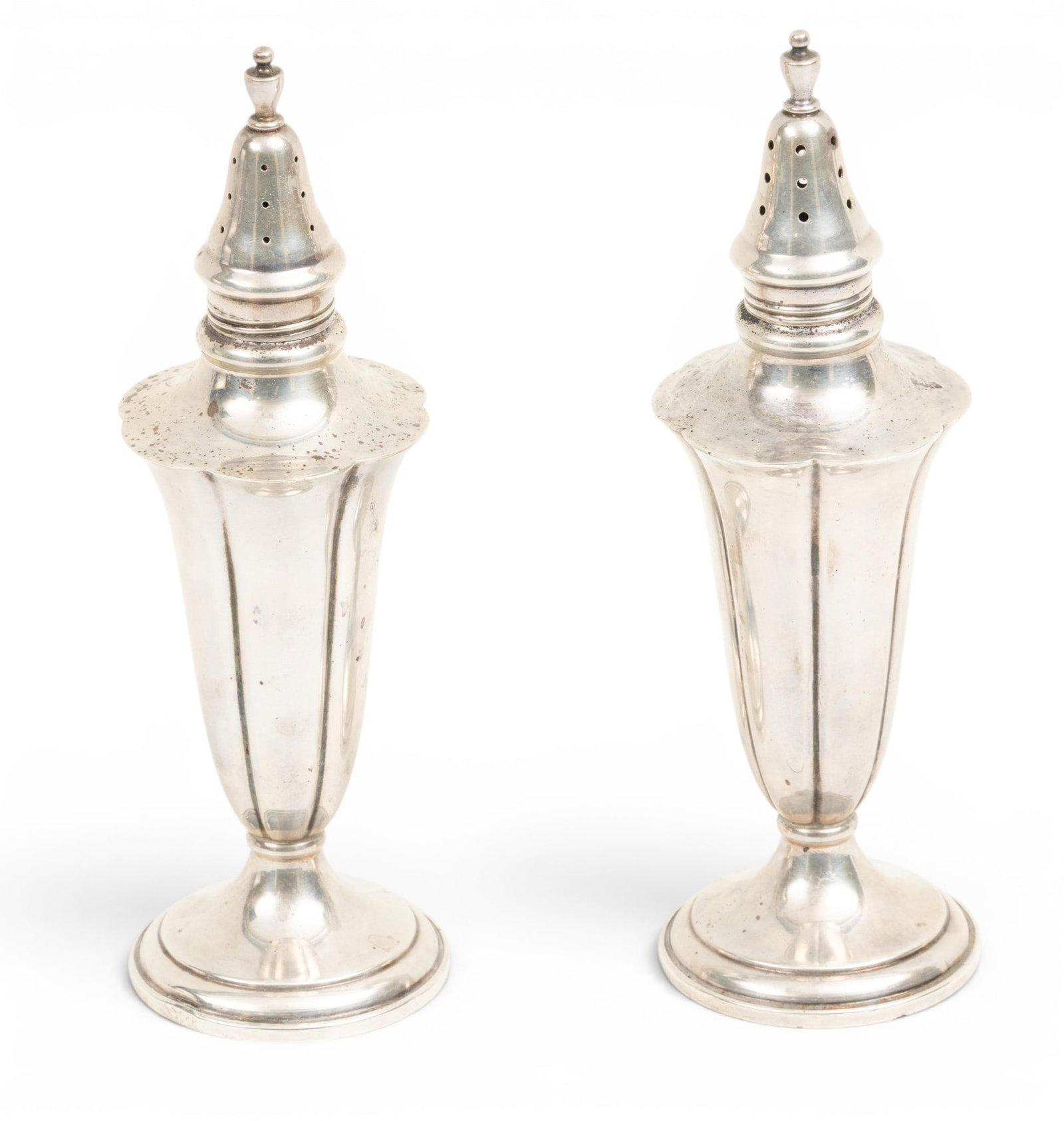 Sterling Silver Pedestal Style Salt and Pepper Shakers # 2998, 1 PAIR (1 of 3)