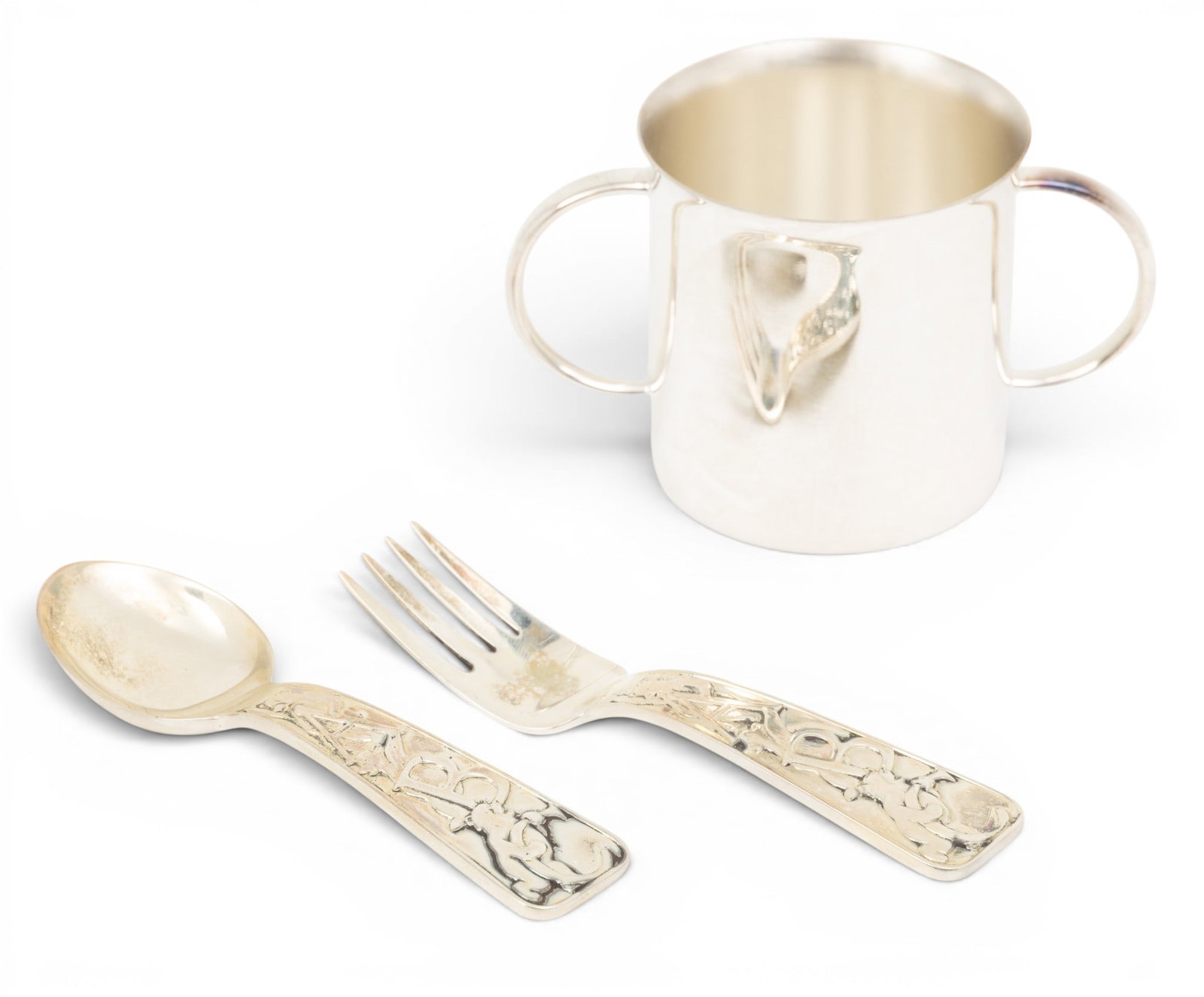 Christofle (French) & Tiffany & Co. (American) Sterling Silver Baby Cup and Fork & Spoon 2 PCS (1 of 11)