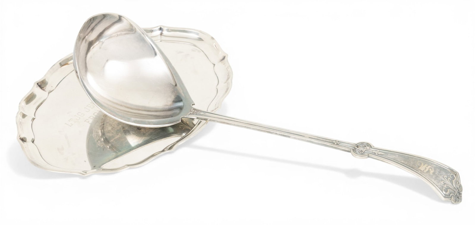 Rogers Bros Plate Soup Ladle 13" 1880, 'And Oval Silver Plate Tray' (1 of 8)