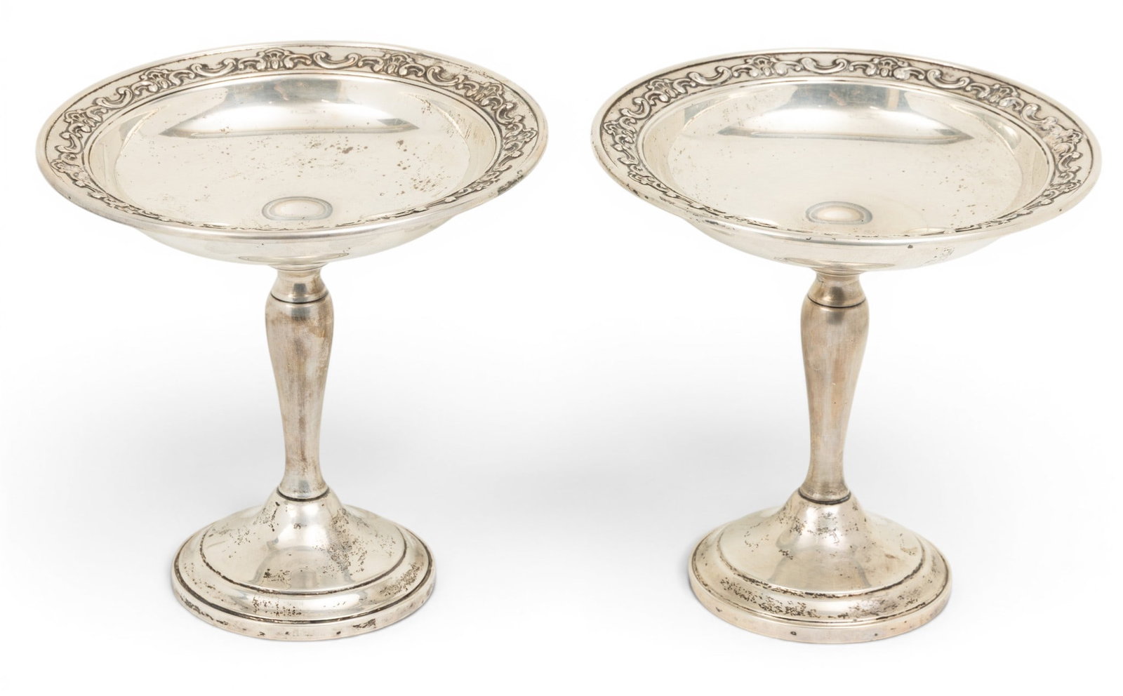 Gorham Sterling Weighted Candy Compotes "Strasbourg" 1140, H 6" Dia. 6" 1 PAIR (1 of 2)