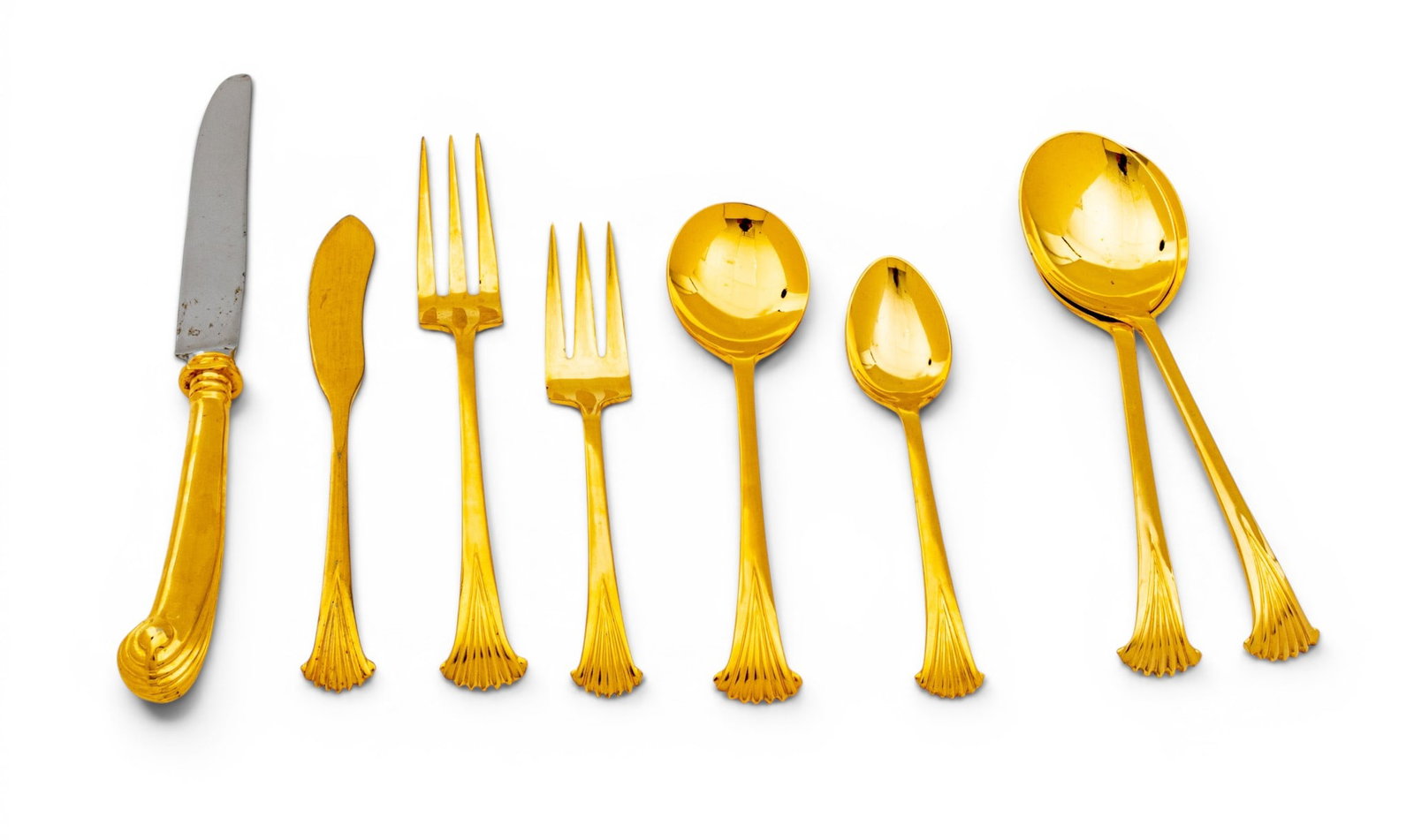 Gilt Metal, Shell Tip Flatware for 16 (1 of 3)