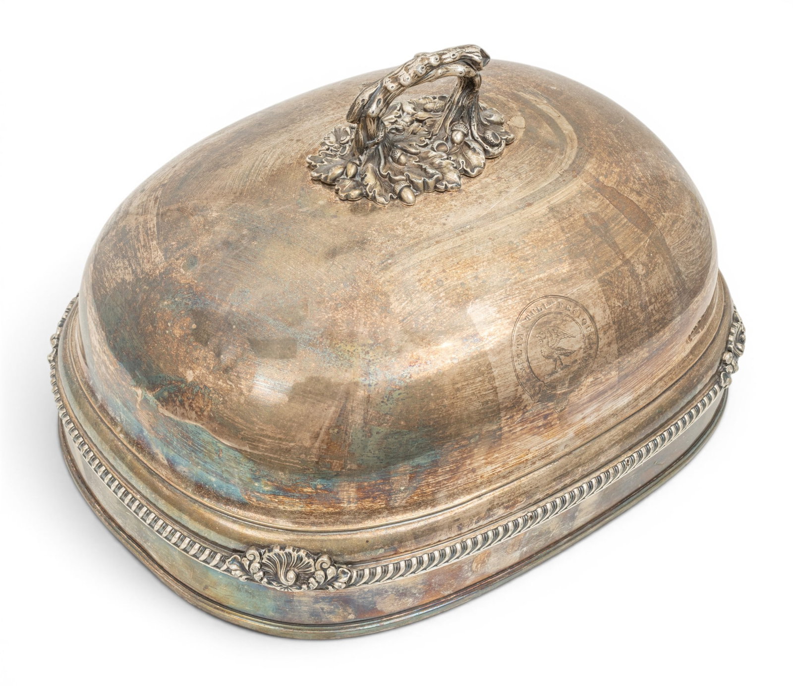 Sheffield Silver Plate Meat Dome Cover 1920, W 12" L 15" (1 of 6)
