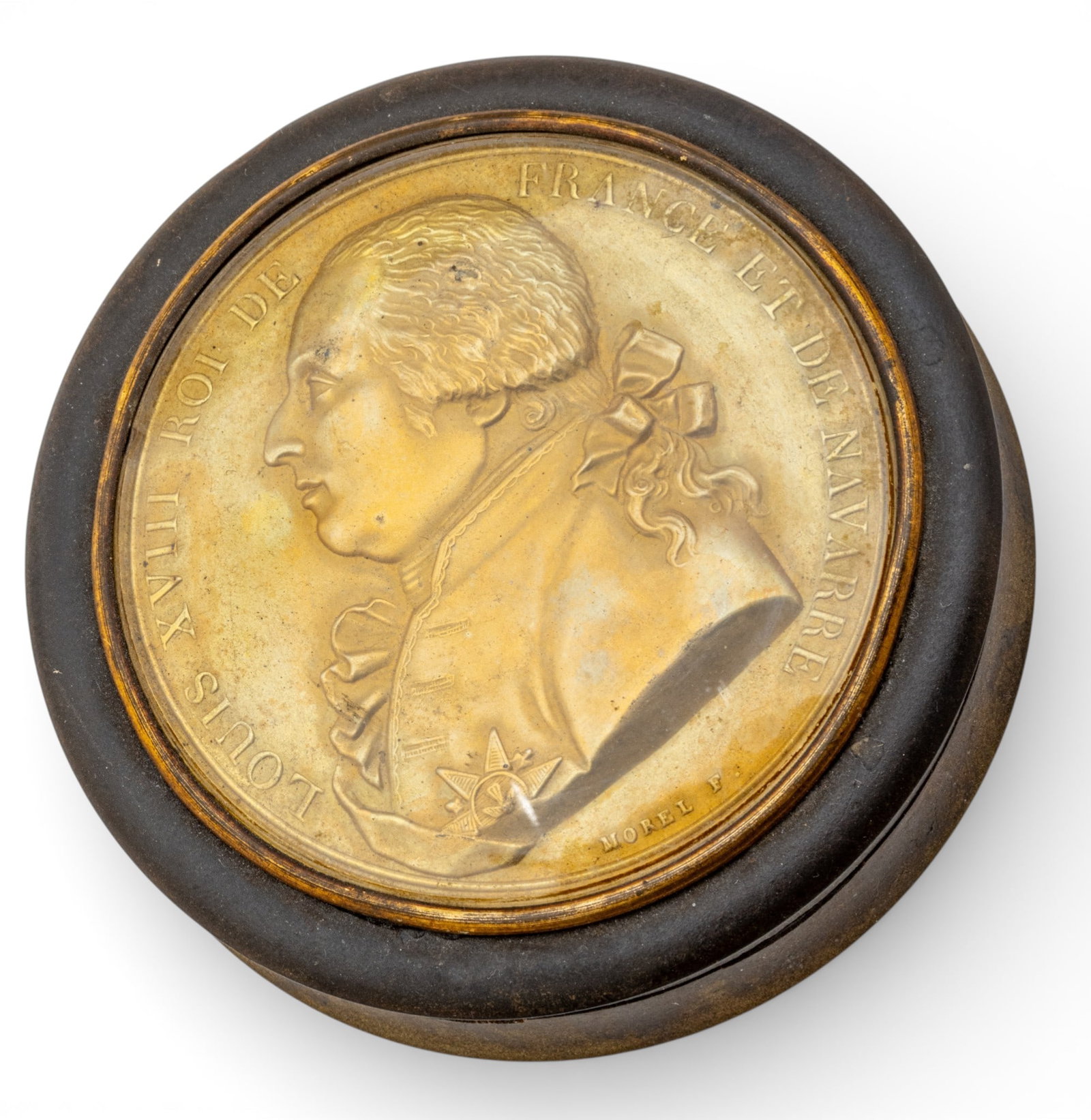 Eugène Morel (French, Early 19th C.) Bronze Medallion, Louis XVIII (1755-1824) Mounted on (1 of 6)