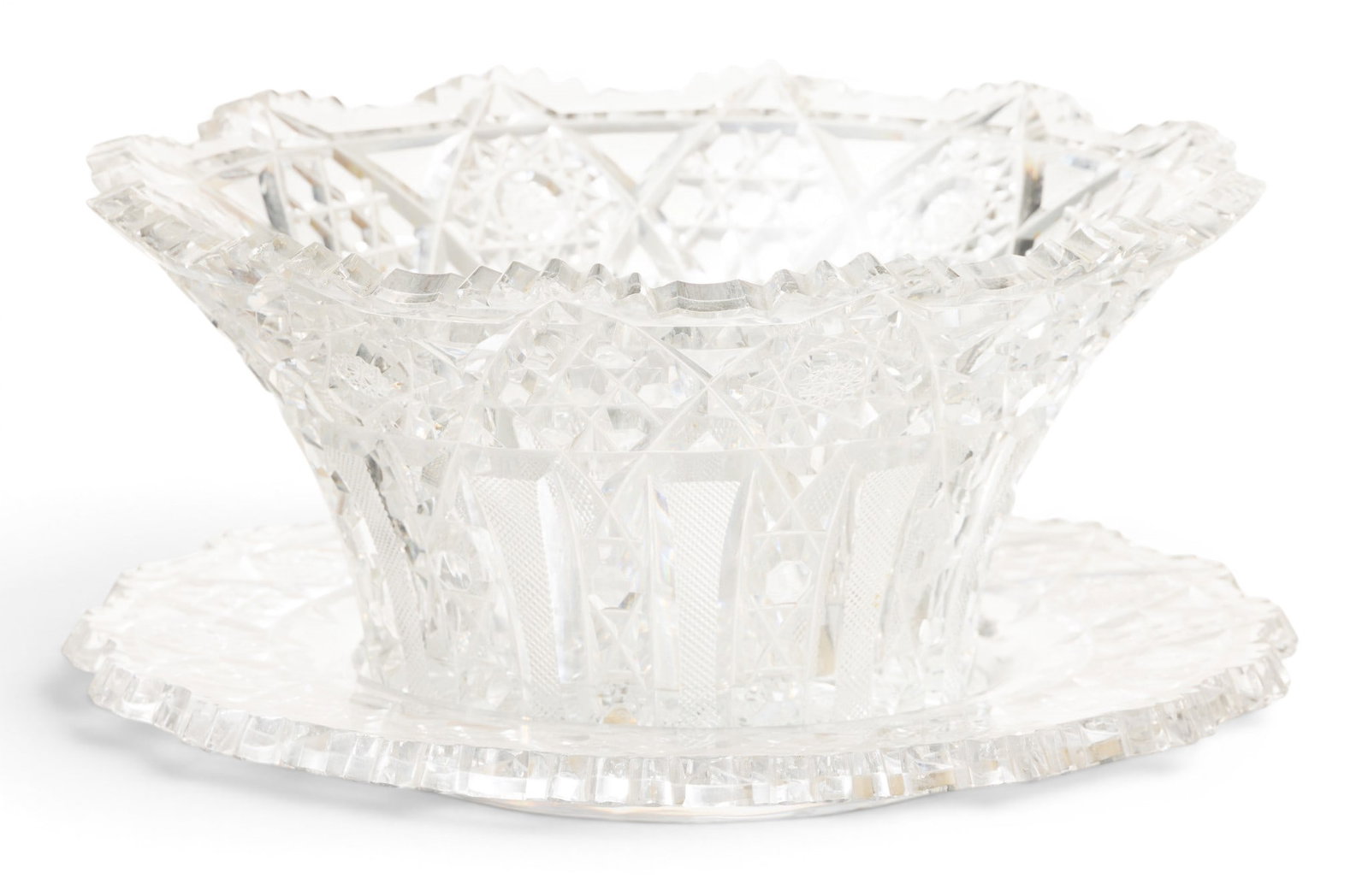 American Cut Glass Bowl and Underplate 1890-1910, 2 PCS (1 of 4)