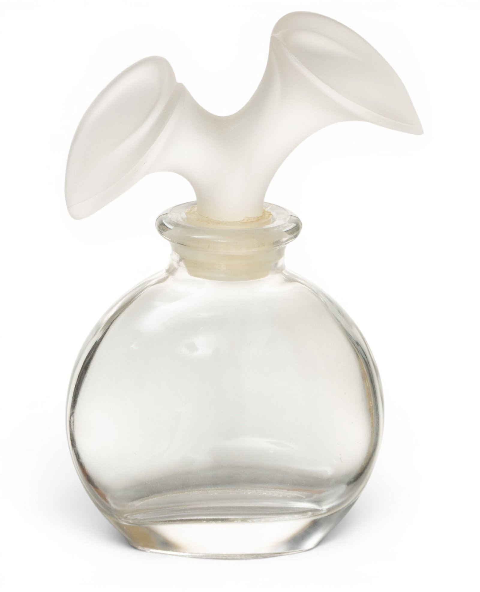 French Frosted Glass Perfume Bottle H 4" W 2.75" Depth 1.5" (1 of 5)
