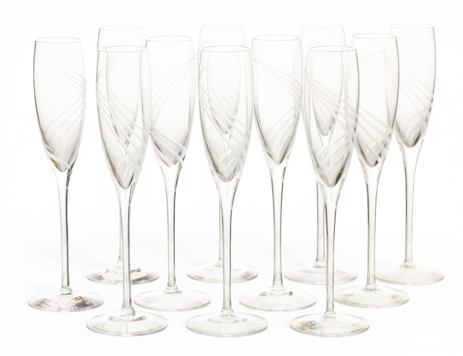 Lenox (American) Crystal Champagne Flutes, "Windswept Clear" H 9.5" Dia. 2.7" 11 PCS (1 of 3)