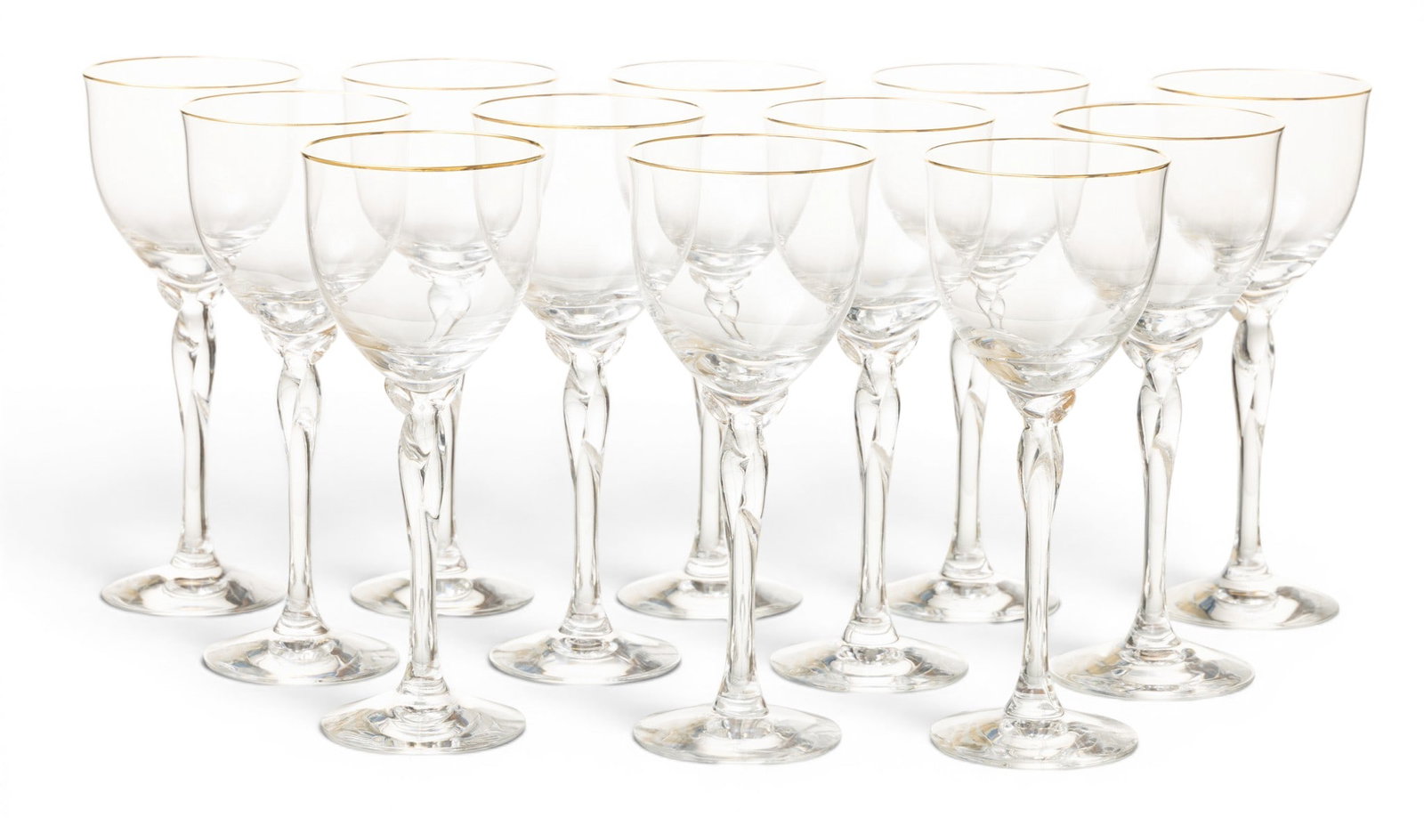 Lenox (American) Crystal "Rhythm Gold" Wine Glasses H 8" Dia. 3.5" 12 PCS (1 of 3)