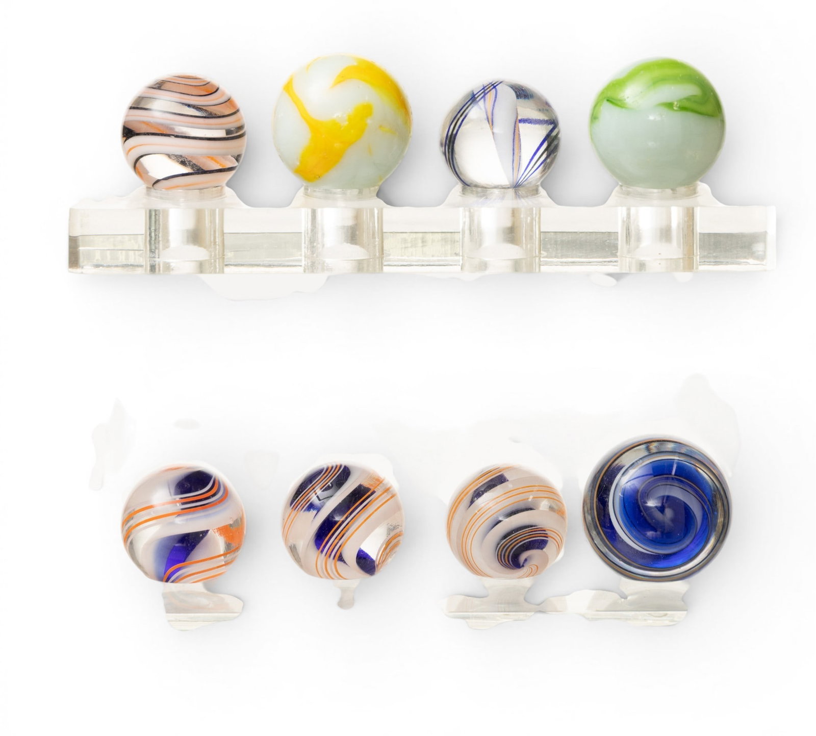 Glass Marbles on Plexiglas Stand Set of 8 8 PCS (1 of 4)