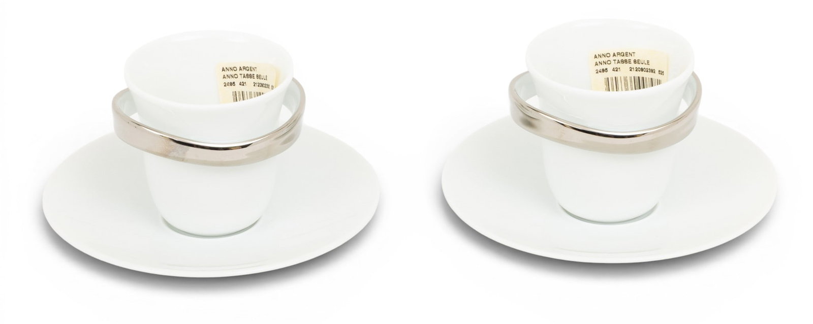 Bernardaud (French) Porcelain Espresso Cups and Saucers 'Anna', 24 PCS (1 of 5)