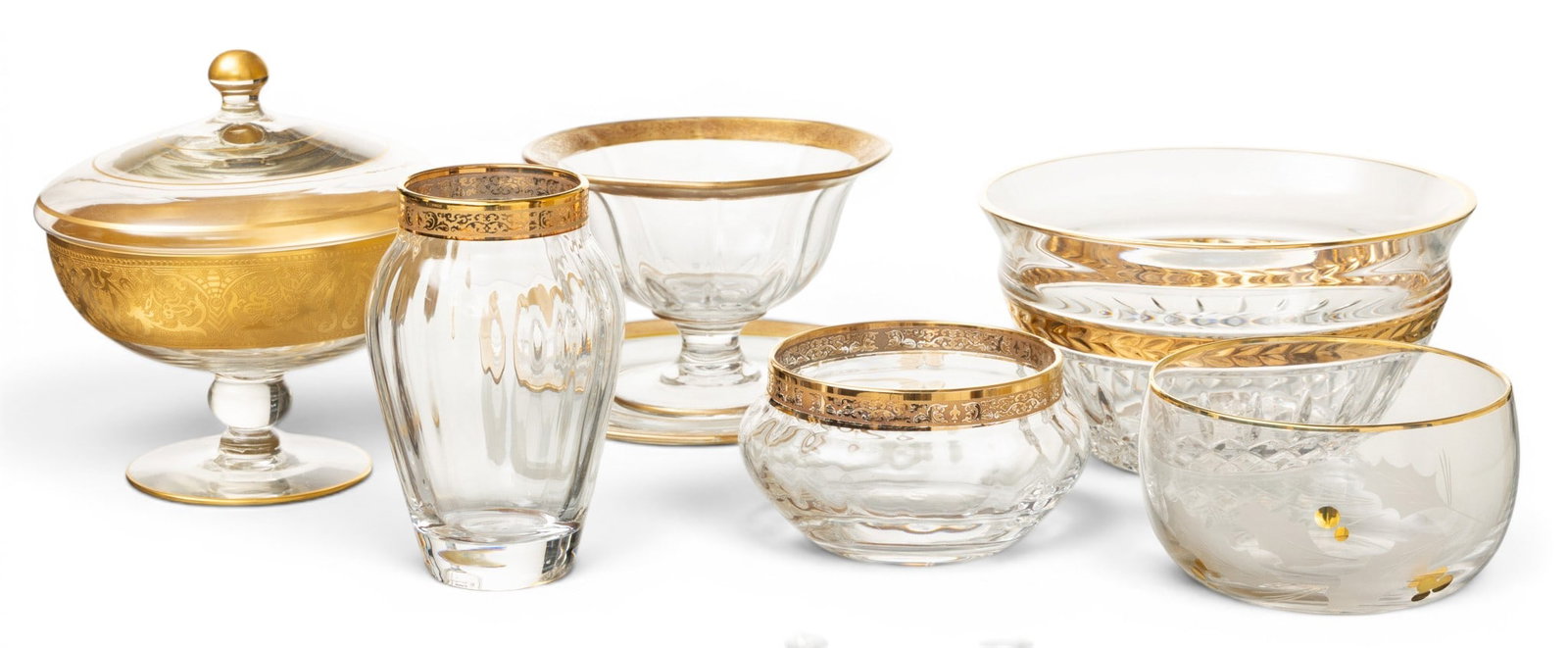 Crystal Assorted Gold Band Serving Dishes 17 PCS (1 of 10)