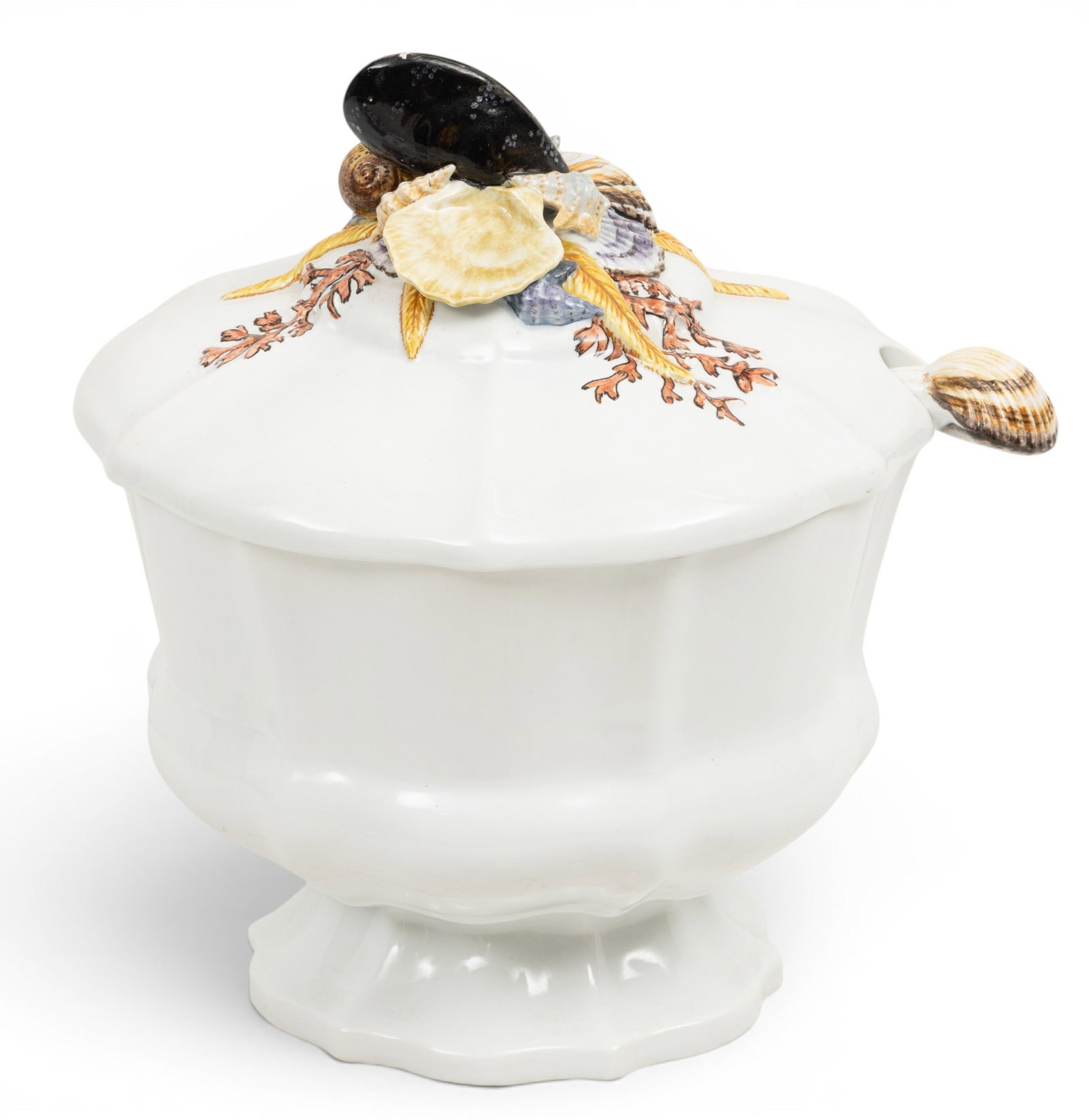 Italian Majolica Pottery Covered Tureen 20th C., H 10.5" Dia. 10" (1 of 7)