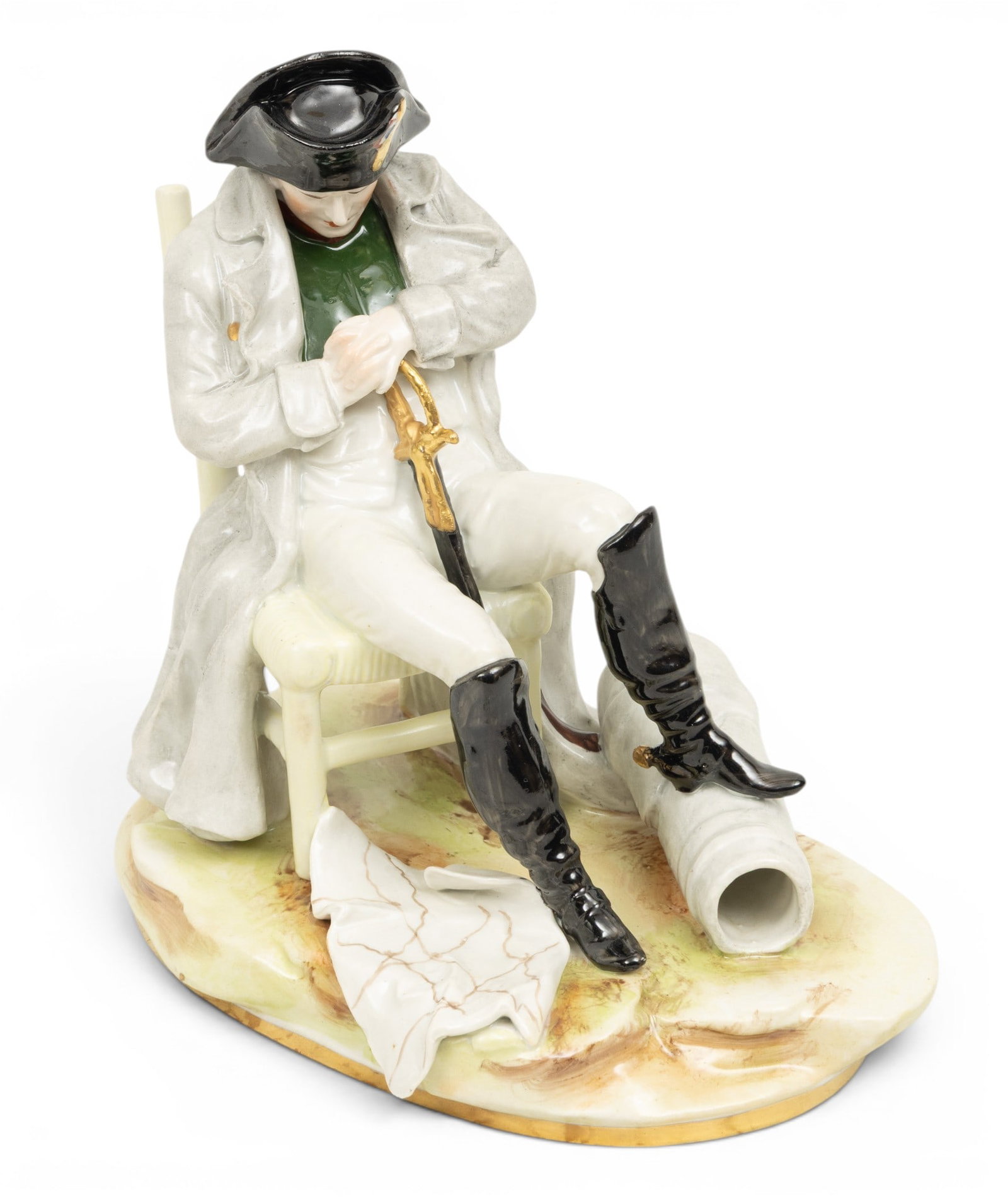 Scheibe Alsbach (German) Porcelain Figure 'Napoleon': Scheibe Alsbach (German) Porcelain Figure 'Napoleon' Hand painted. Blue underglaze mark on verso. #10761. Provenance: Property from a Clarkston, MI consignor Dimensions: