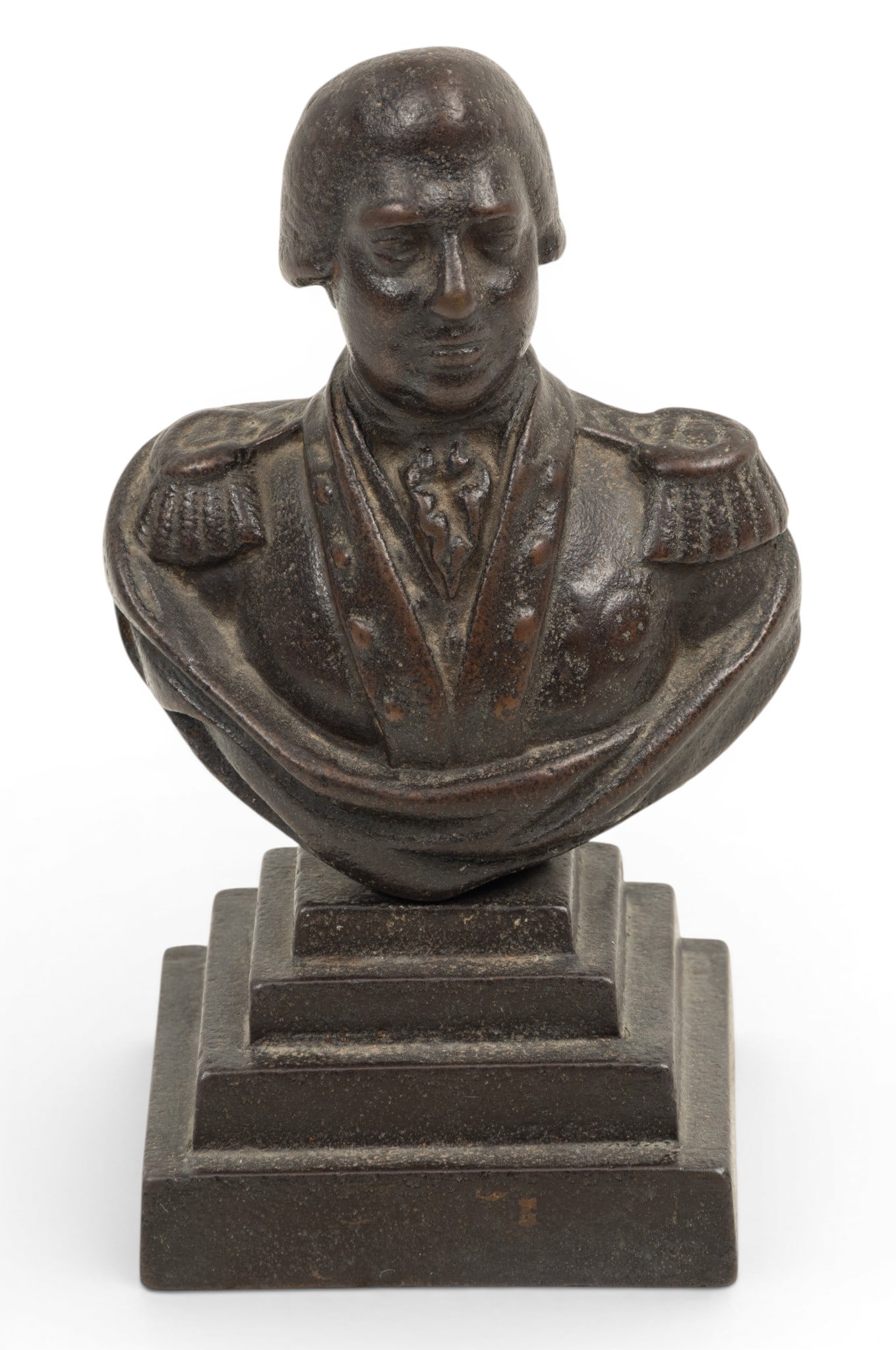 Cast Metal Bust of Revolutionary War Hero Wearing Medal of Honor Antique, H 7" W 3.75" Depth 3" (1 of 5)