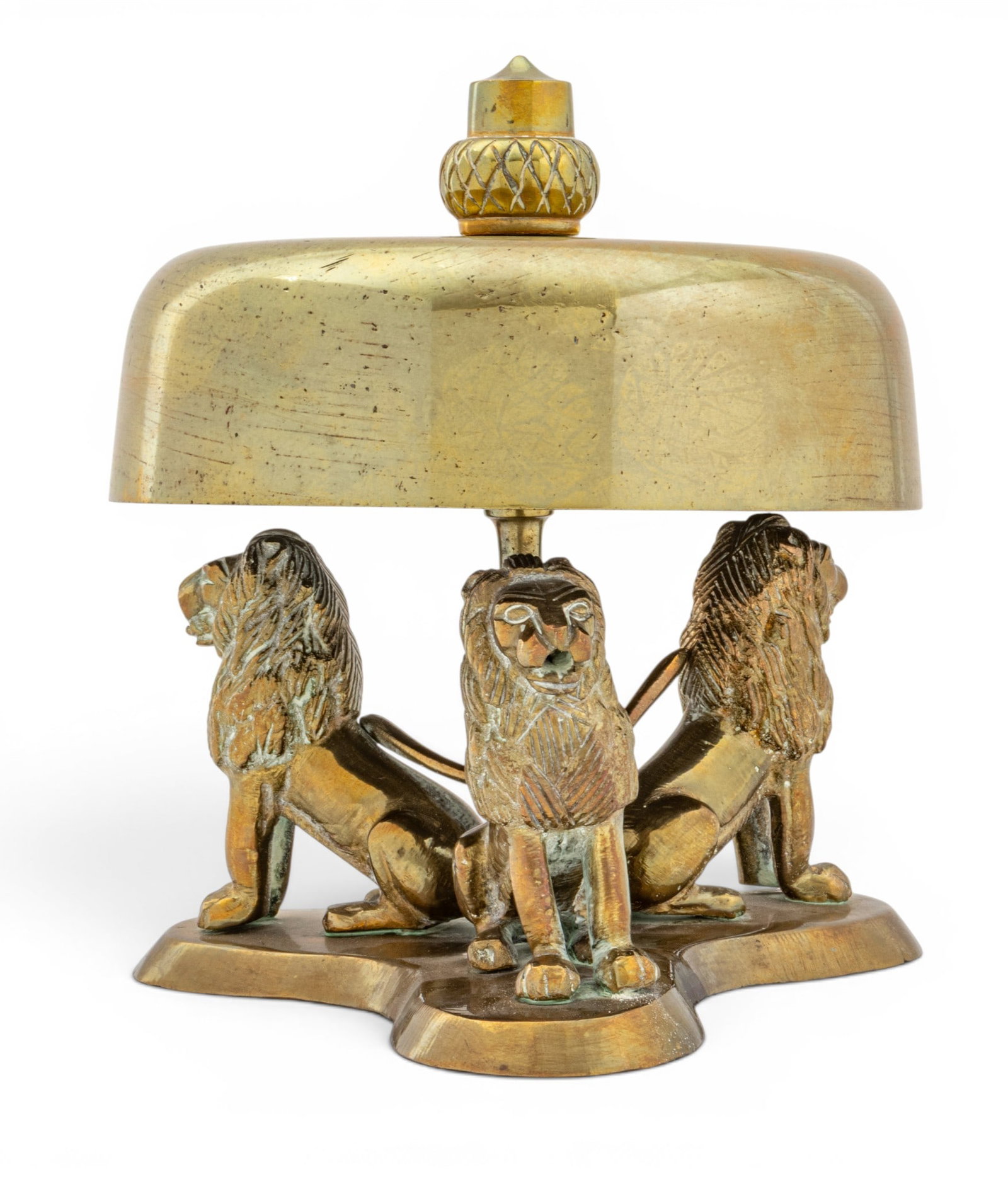 English Brass Bell with Lion Supports 19th C., H 7" Dia. 6" (1 of 5)
