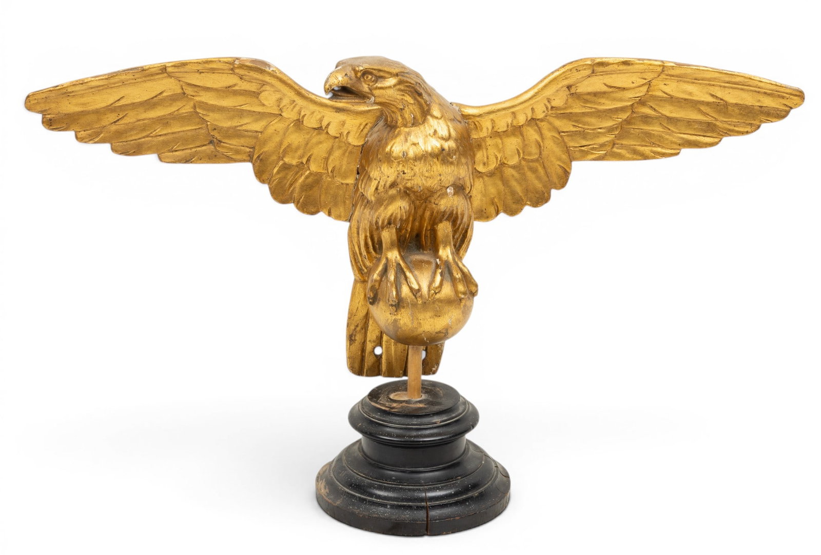 Giltwood Eagle Resting on Ball H 9.5" W 19.5" Depth 2.5" (1 of 4)