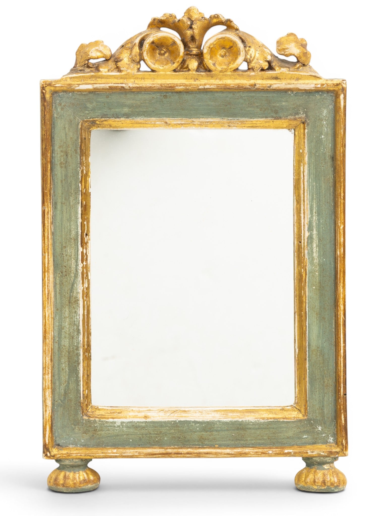 Italian Neoclassical Style Carved Wood Mirror, H 13.25" W 8" (1 of 2)