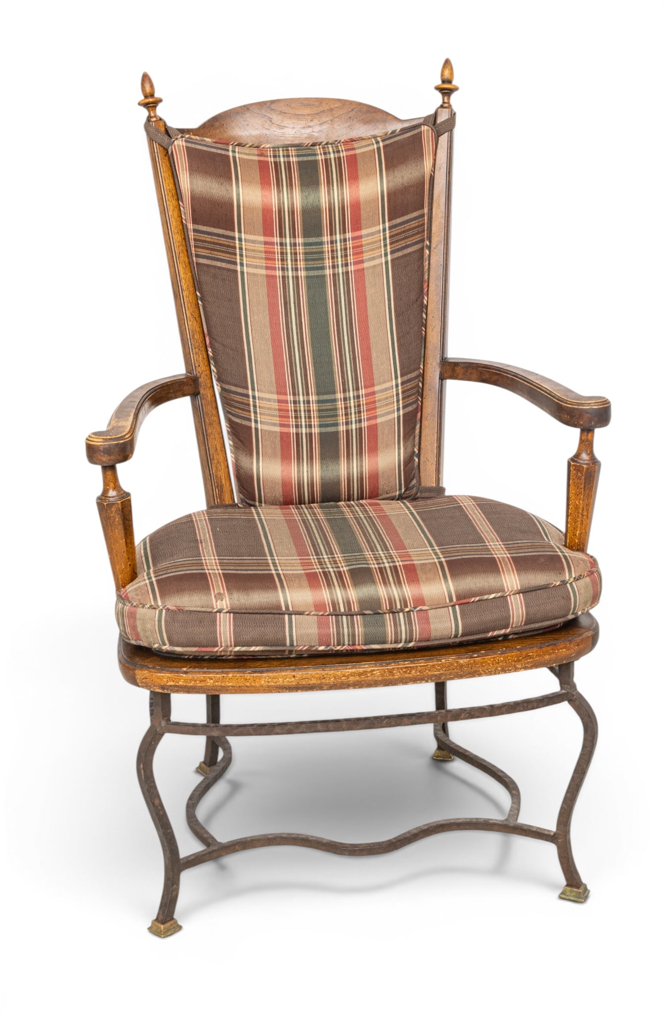 Scandinavian Birch and Wrought Iron Wingback Open Arm Chair 20th C. (1 of 6)