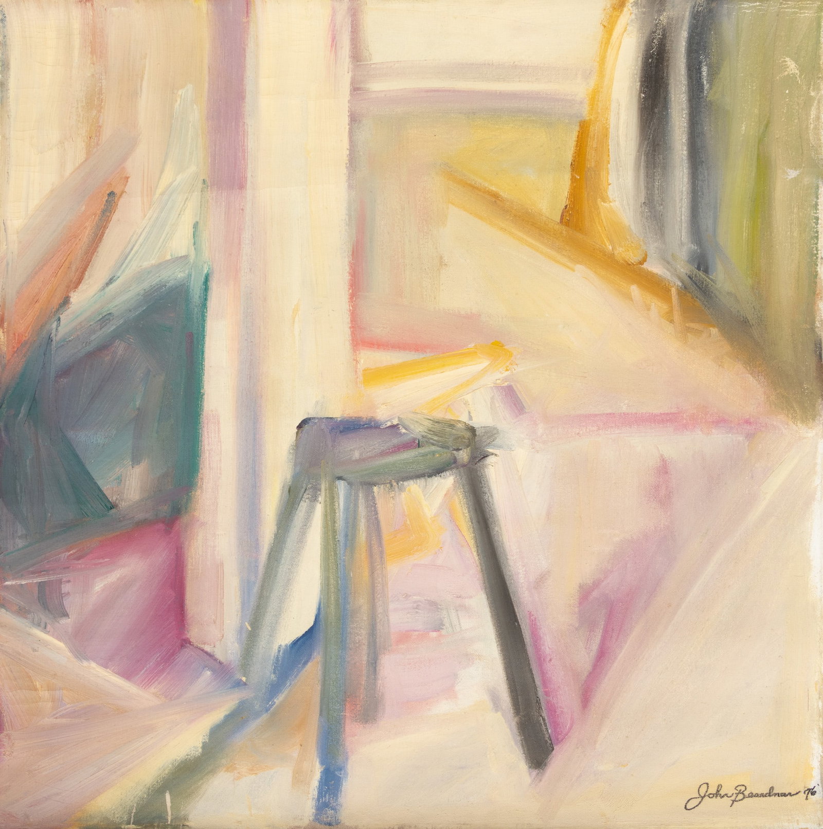 John Lawrence Beardman (American, 1937-2025) Oil on Canvas 1976, 'Abstract Composition', H 28" W 24" (1 of 4)